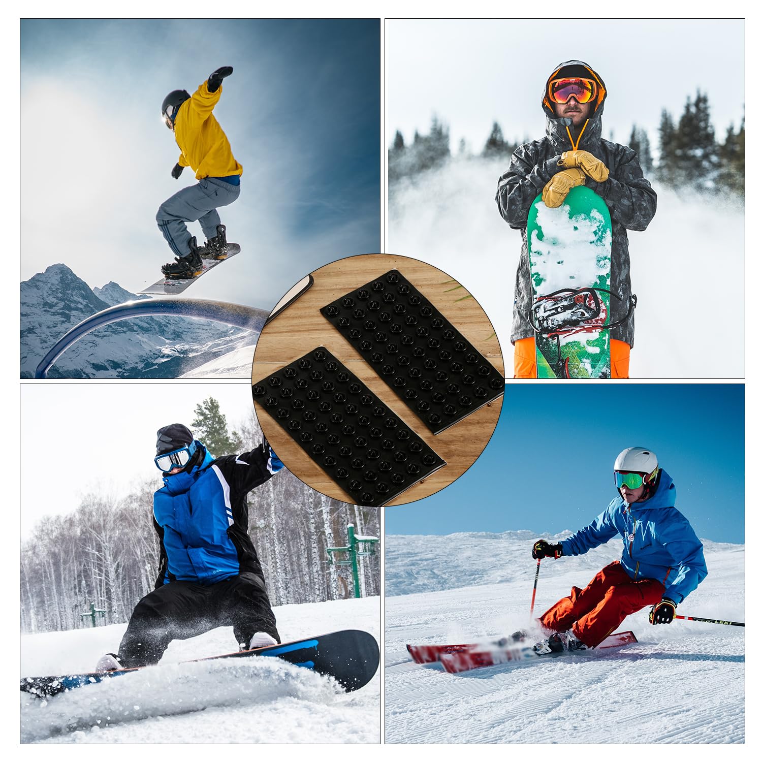 PEUTIER 100pcs Pad Snowboard Antidérapant, Pointes Auto-Adhésives Marchepied pour Snowboard Coussinet de Préhension Supplémentaire Accessoires de Ski d'hiver (Noir)
