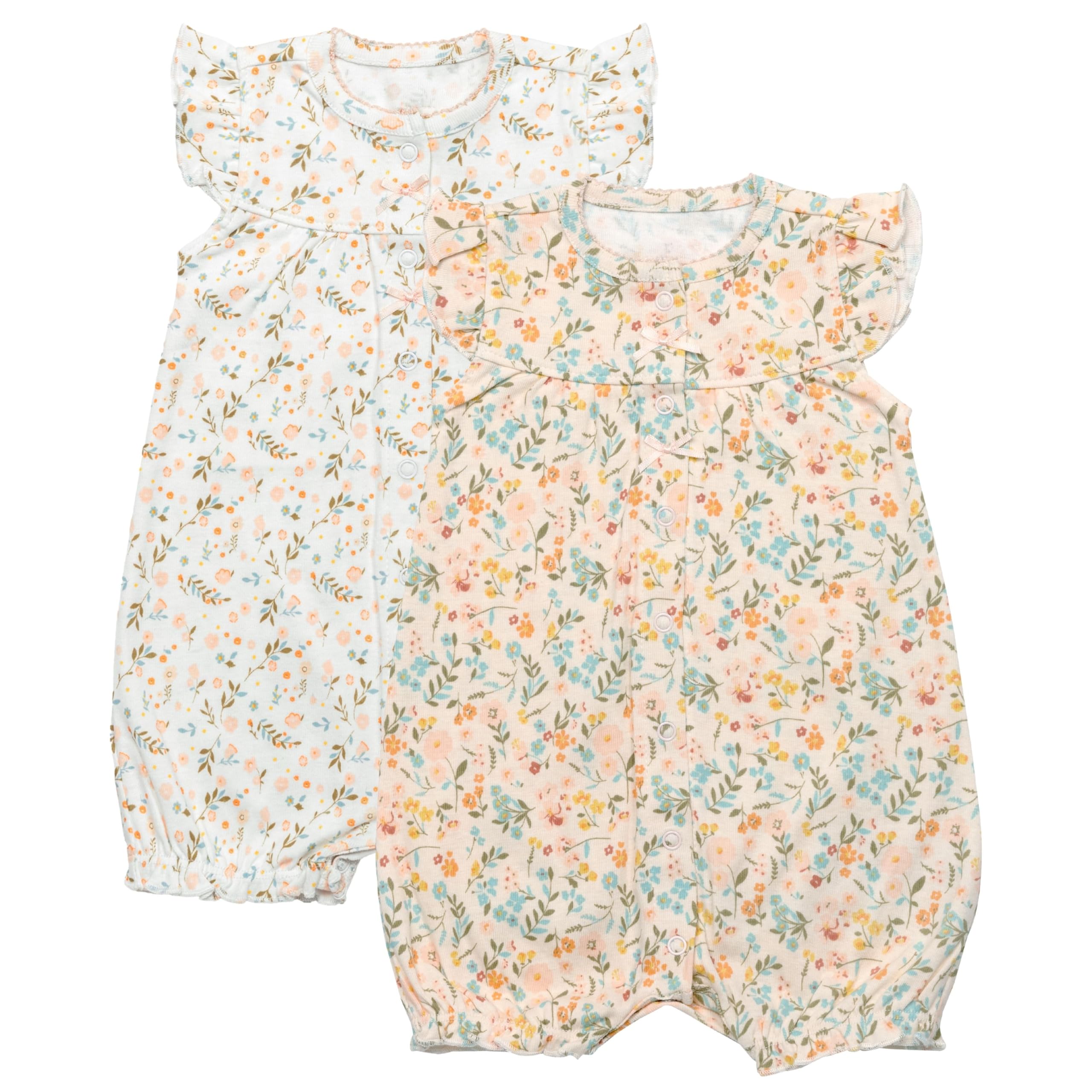 2-Pack Short Sleeve Baby Girl Rompers