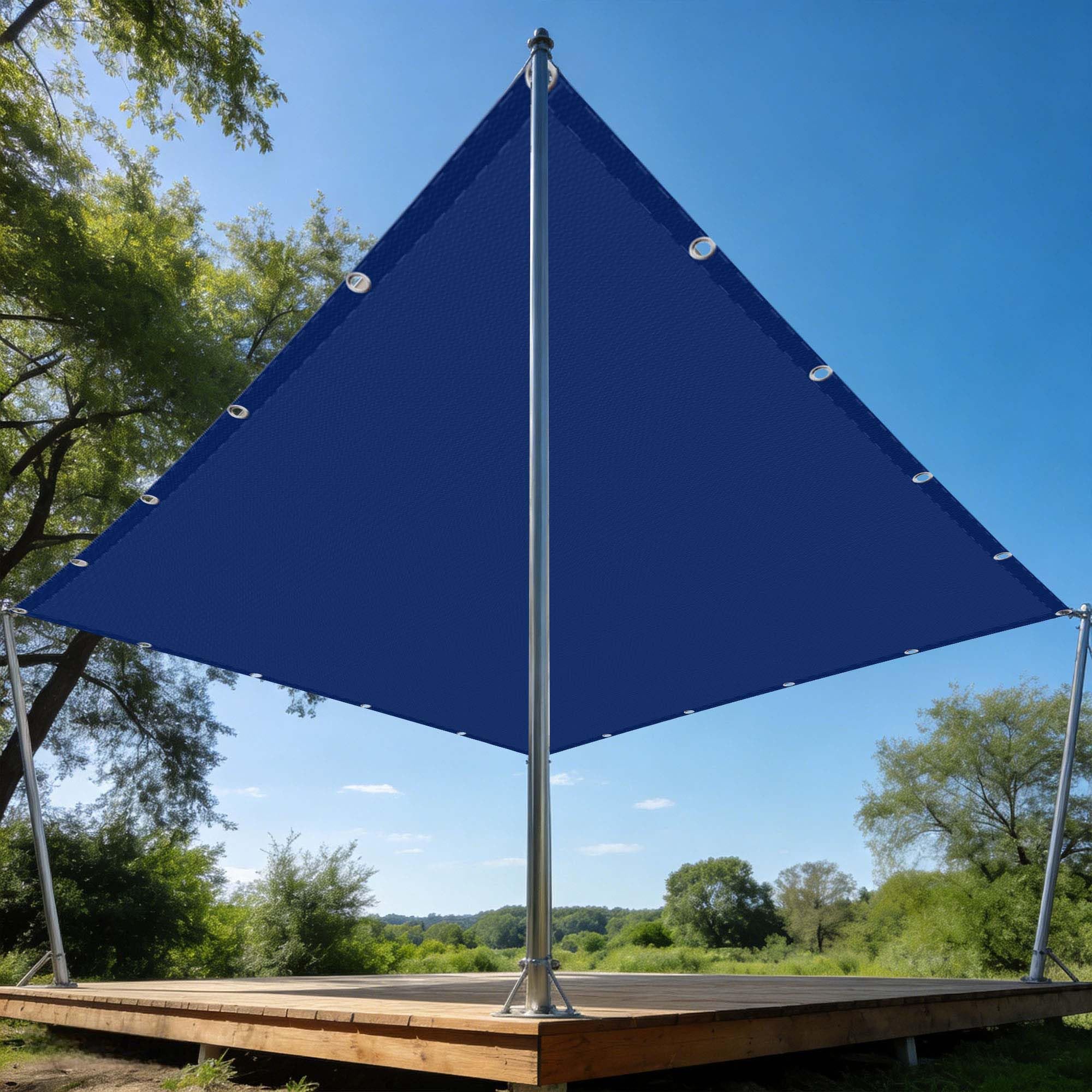 Toile ombrage imperméable avec oeillets auvent rectangulaire anti-pluie bleu