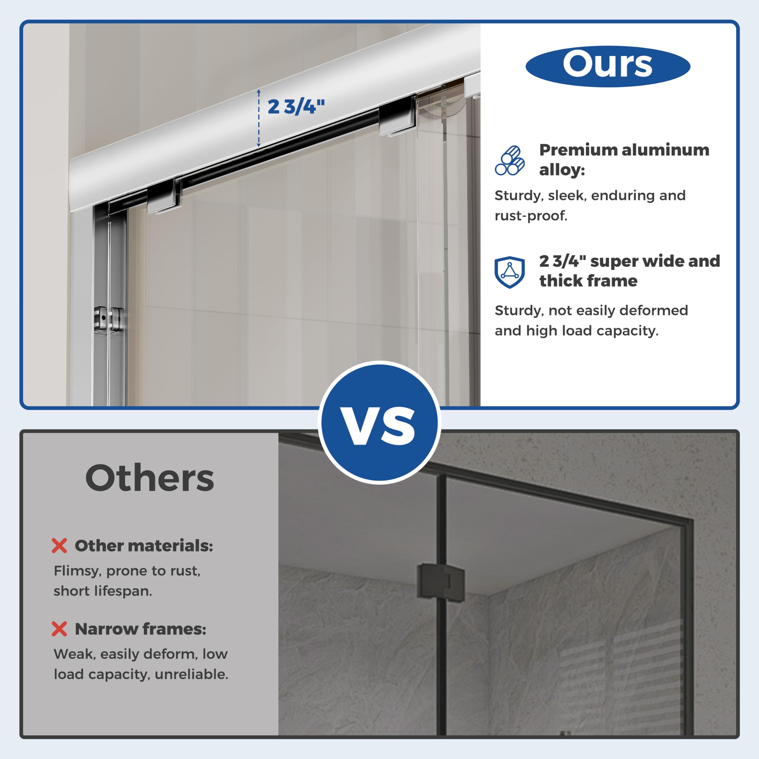 DELAVIN 56-59 in. W x 59 in. H Semi-Frameless Double Sliding