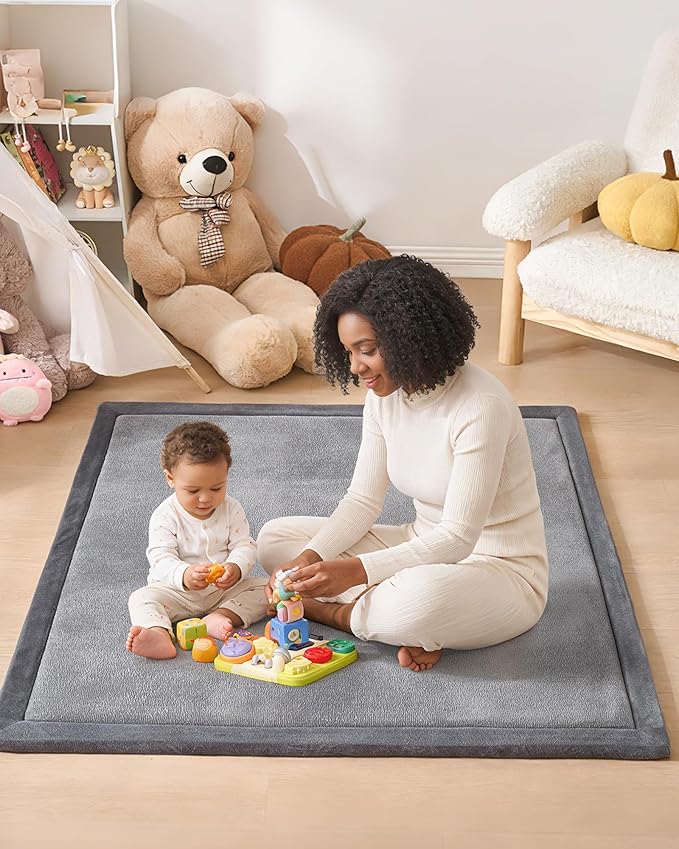 Alfombra de juego para bebés, 1.2 pulg de grosor, 50x50 pulg, gris oscuro miniatura 2