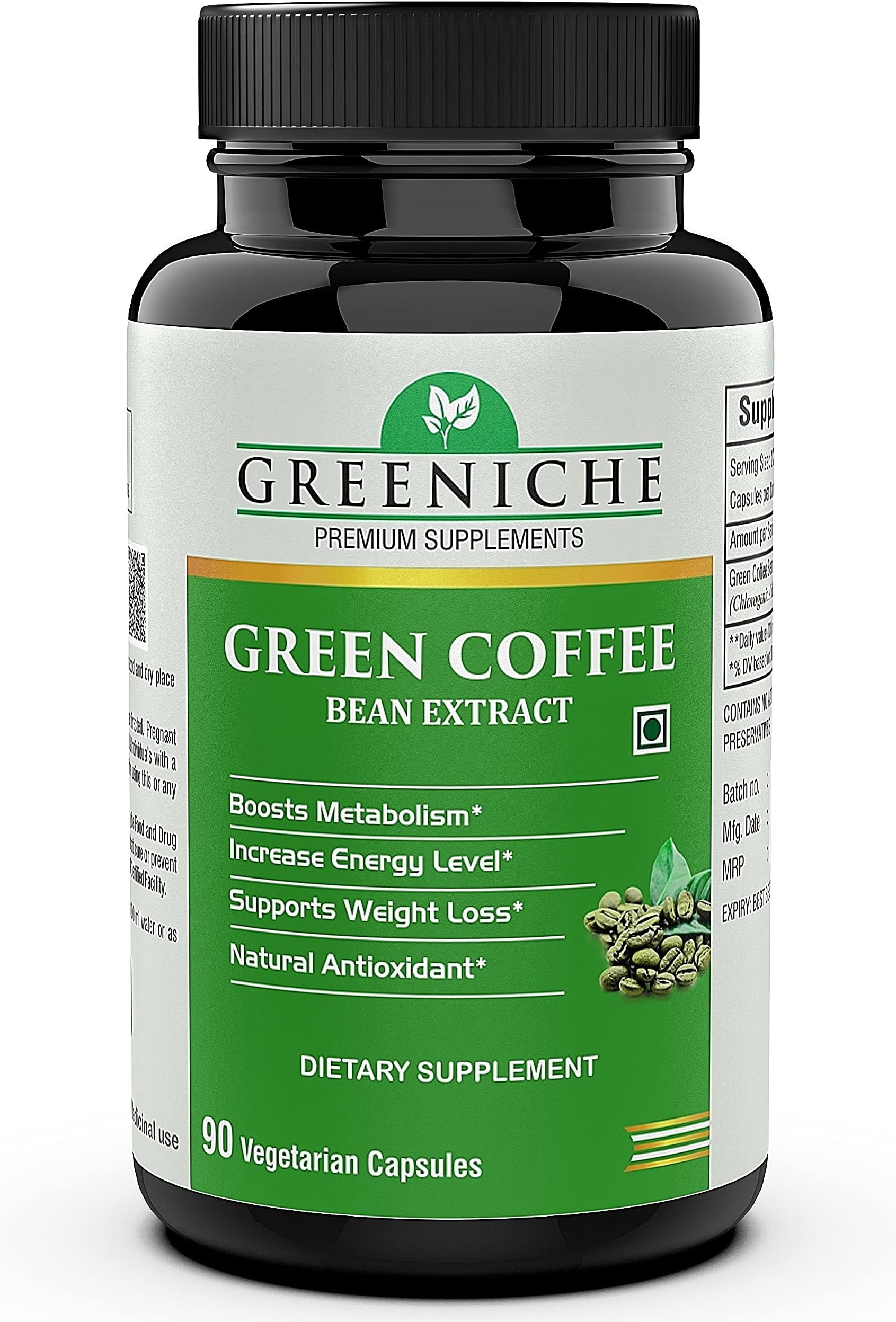 Greeniche Green Coffee Bean Extract 800 mg for Weight Loss - 90 Veg Capsules