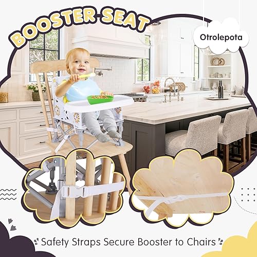 Miniatura 4 de Silla de bebé portátil, asiento elevador plegable con bandeja para mesa de comedor, silla de camping compacta para césped, playa, viajes, bebés de 6