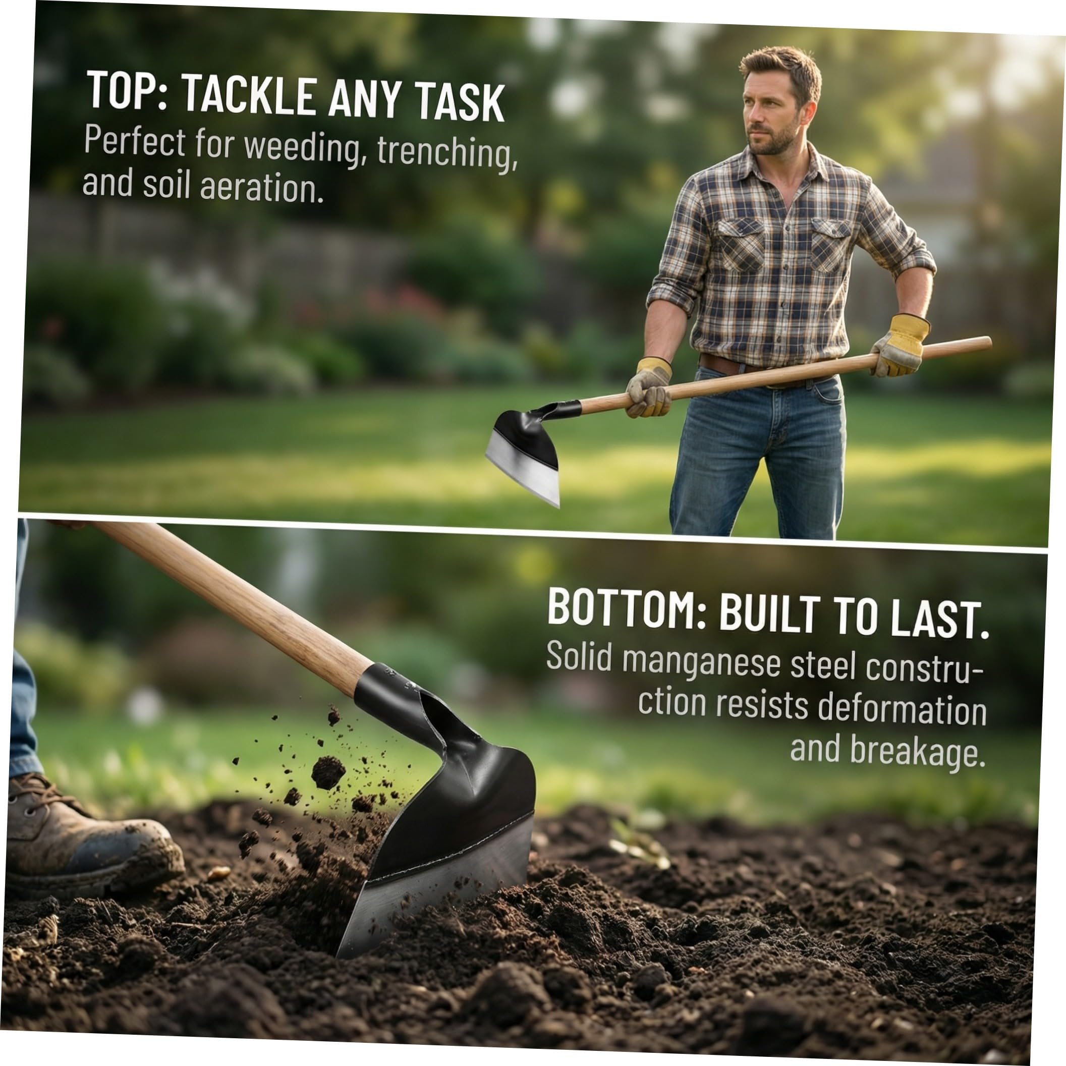 Kichvoe Strumento Manuale per Giardinaggio in Acciaio per Diserbo e Scavo Terreno, Larga per Orto e Frutteto senza Manico, Utensile per Lavoro Agricolo