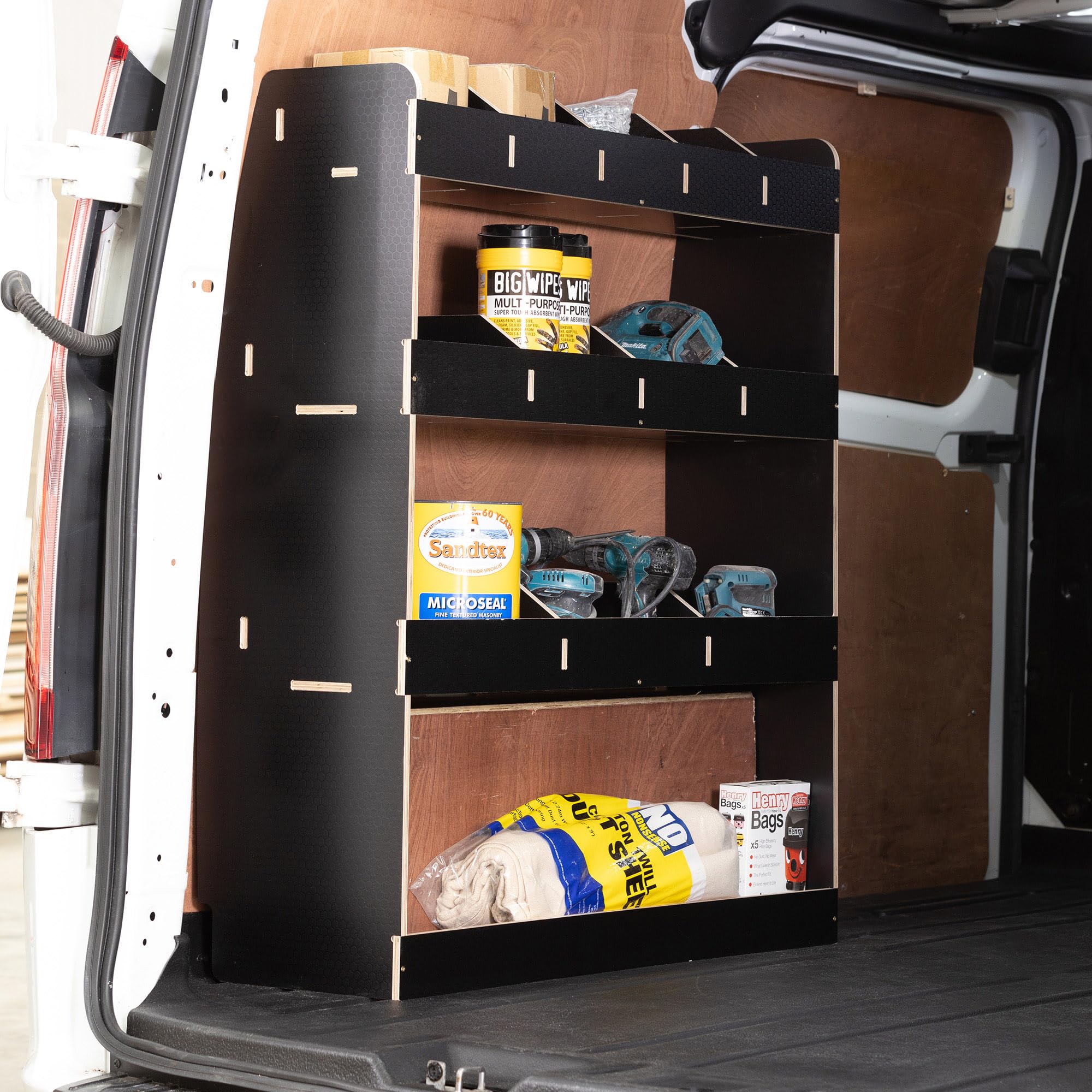 Van Racking & Shelving for Ford Transit Custom SWB (L1) 2024+ Heavy Duty HEXABOARD Van Storage System - Tool Storage Shelves & Work Van Organisation - Rear Van Rack