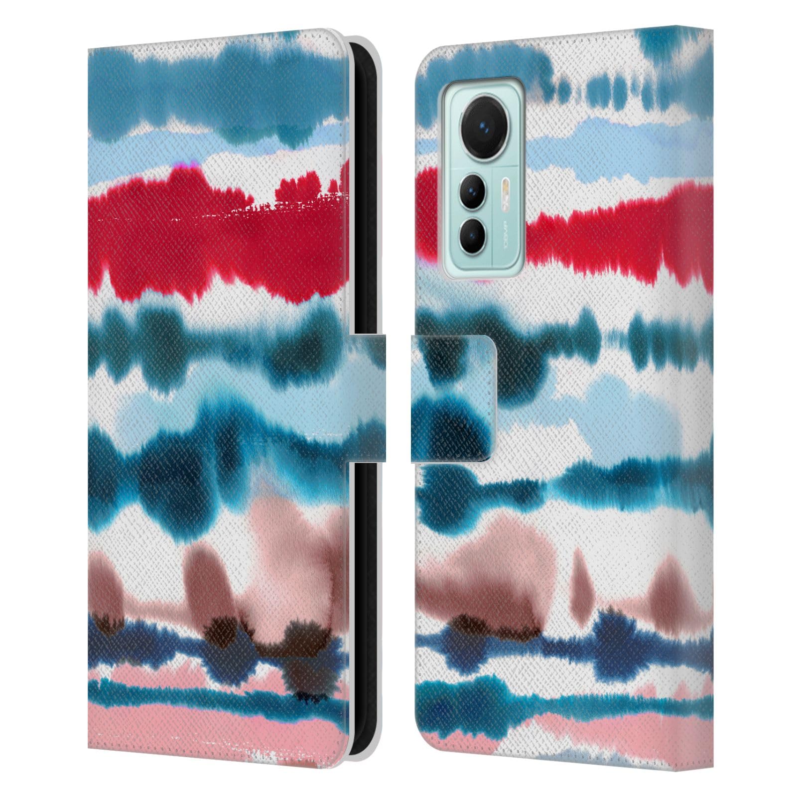 Head Case Designs Officially Licensed Ninola Soft Nautical Red Abstract Lines Leather Book Wallet Case Cover Compatible with Xiaomi 12 Lite