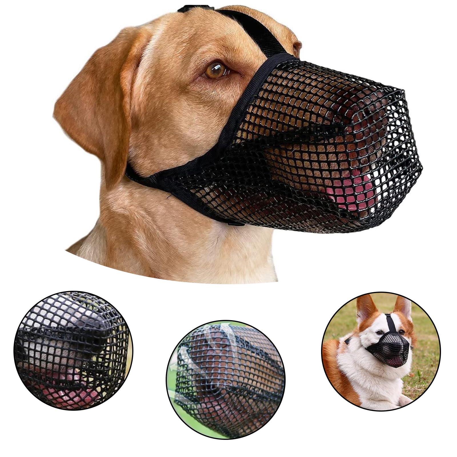 Museruola In PVC A Rete Regolabile Per Bulldog E Cani Di Tutte Le Taglie – Morbida E Traspirante, Taglia L