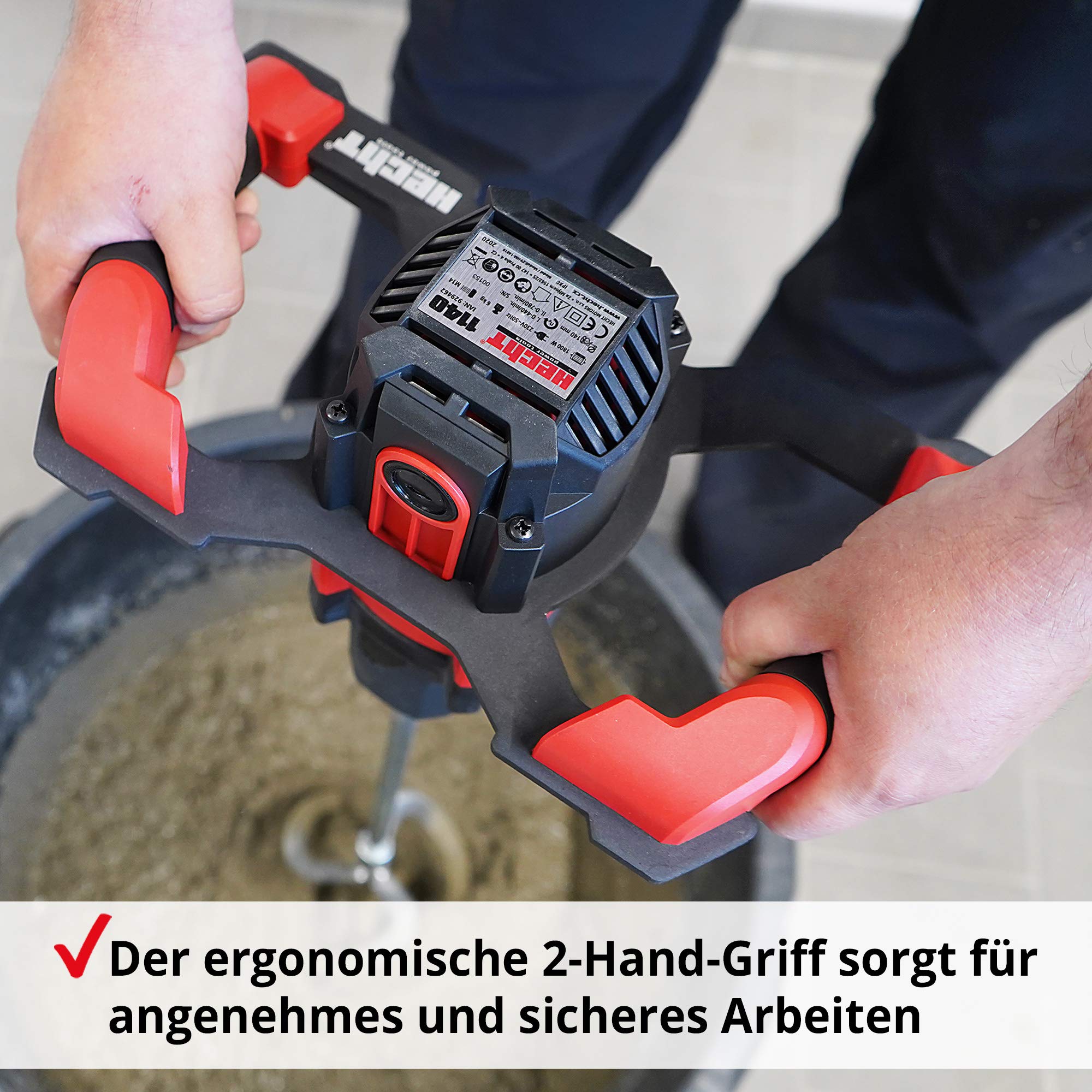 Hecht komfortables Rührwerk mit starken 1800 Watt – robustes 2-Gang-Metallgetriebe - Ideales Rührwerk - Mit großem Rührquirl und ergonomischem Griff - Rührwerk