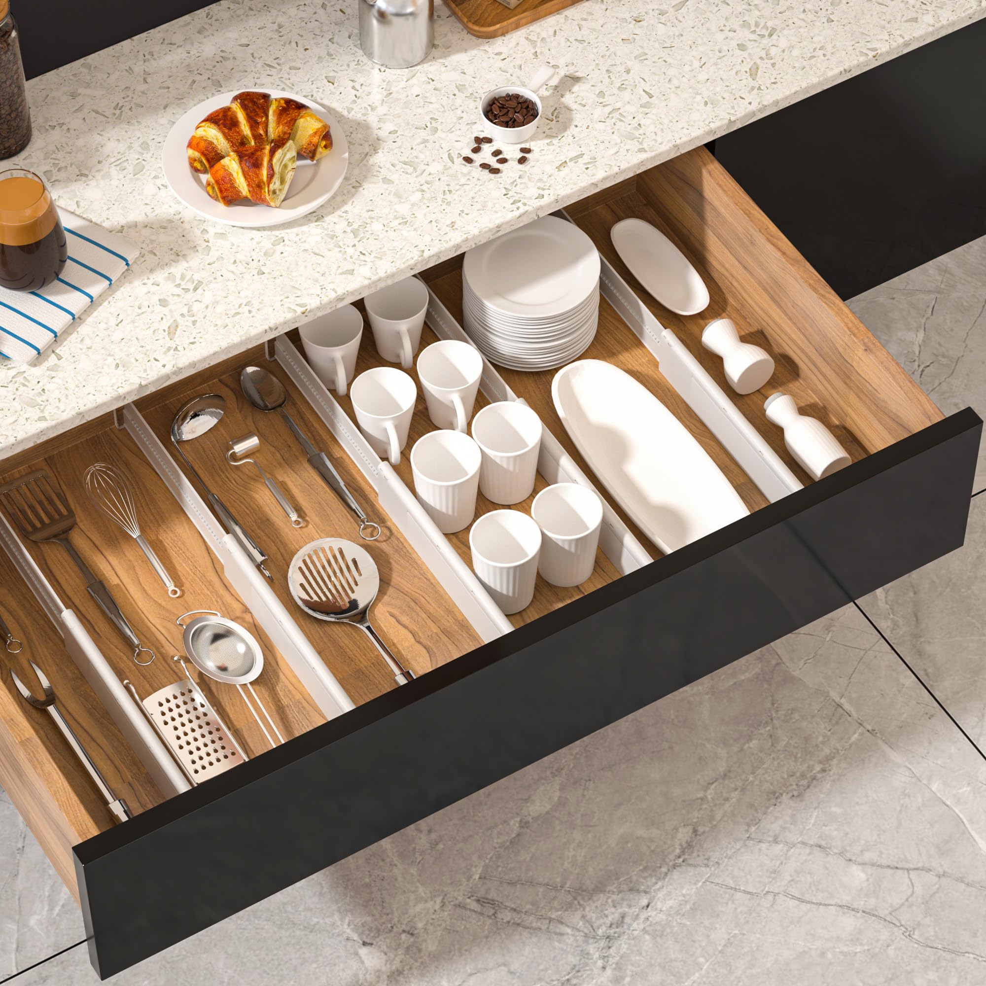 Snapklik com : HiYZ Expandable Drawer Dividers Large Kitchen Utensils