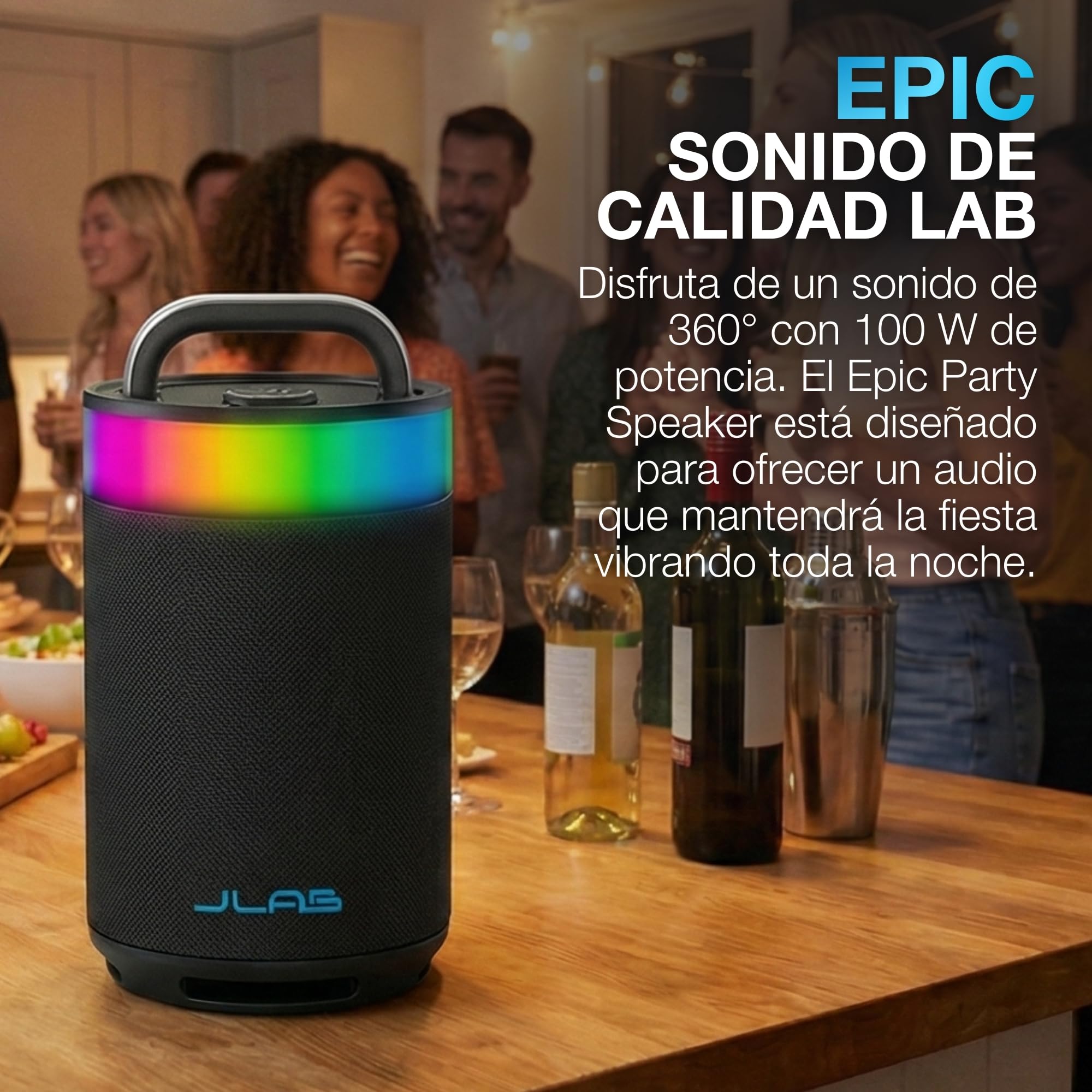 JLab Epic Party Altavoz Bluetooth Portátil 100W - 16h, Negro
