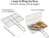 Vista 2 de Cesta de acero inoxidable para barbacoa al aire libre, rejilla de parrilla con cerradura resistente para pescado, verduras, carne, camarones, carne