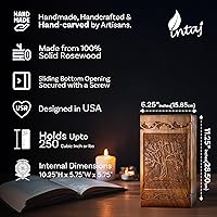 Vista 2 de INTAJ Urna de cremación de madera tallada a mano para cenizas humanas, diseño de árbol de la vida, capacidad de 250 libras, adecuada para hombres