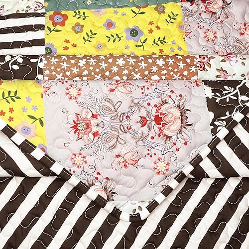 Miniatura 8 de Mocaletto Juego de edredón bohemio de lujo de 3 piezas tamaño King, elegante y reversible con fundas de almohada, colcha de flores bohemias, colcha