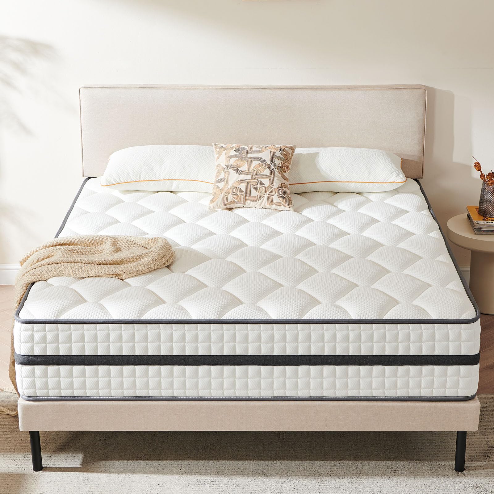 Twirest Matratze 180x200cm, Taschenfederkernmatratze (Höhe 25 cm),7-Zonen Orthopädische Matratze mit Komfortschaum, Gewebe mit weicher Oberfläche, Mittlerer Härtegrad (H3)