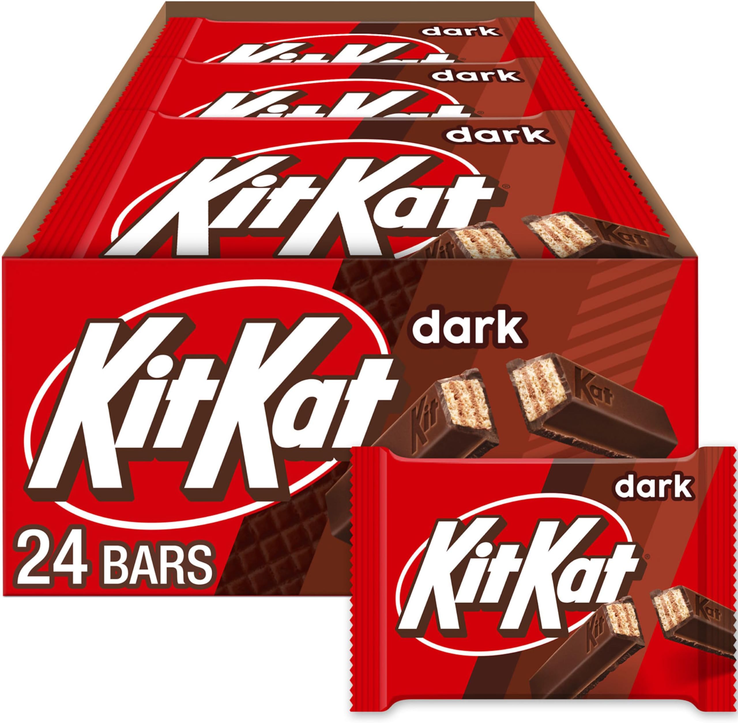 KIT KAT Dark Chocolate Wafer Candy Bars, 1.5 oz (24 Count)