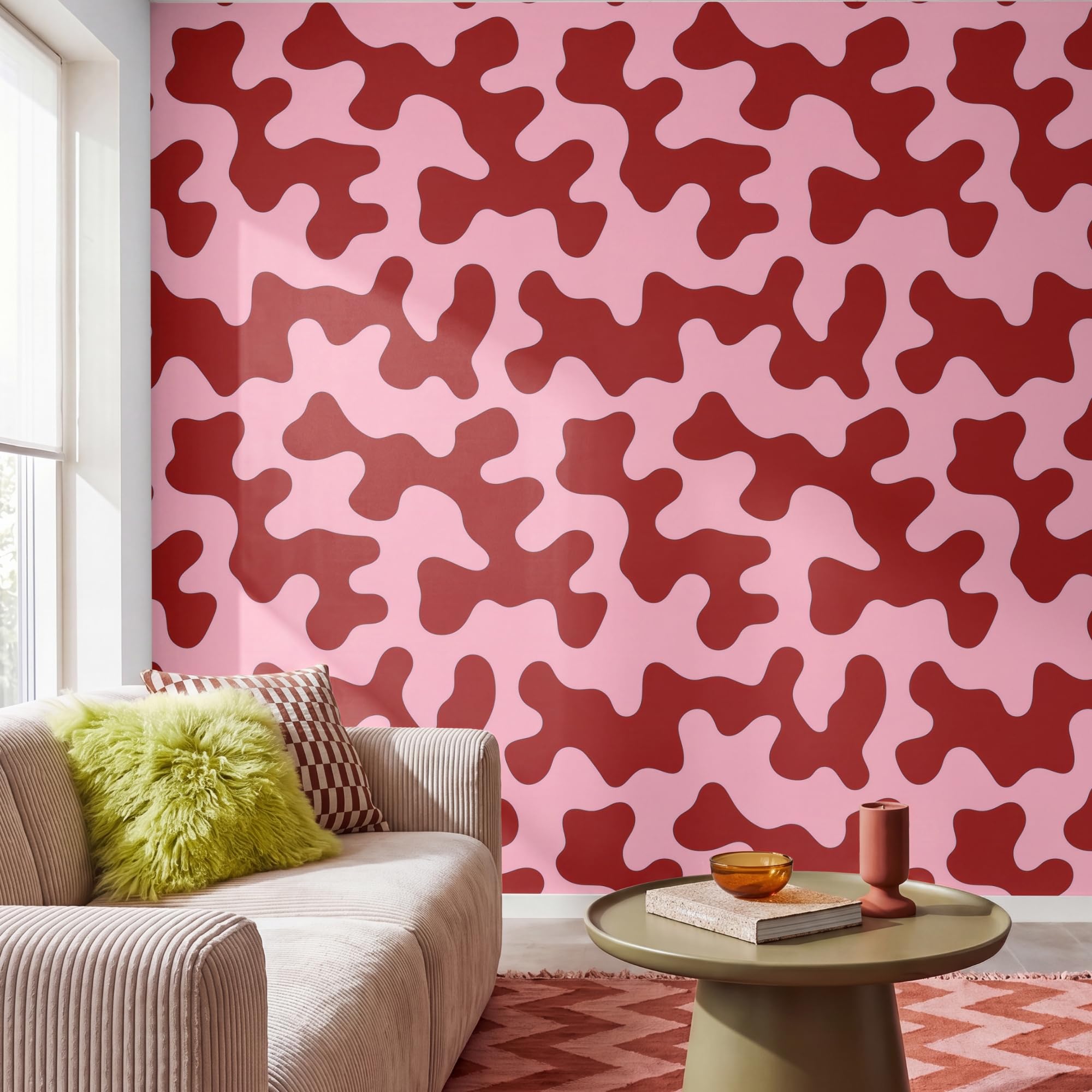 Papel Pintado Vinilico 300x300 cm Primera Calidad Papeles Pintados De Pared Pour Salon Dormitorio Decorativo Wallpaper Cocina Moderno - Abstracto - Rojo