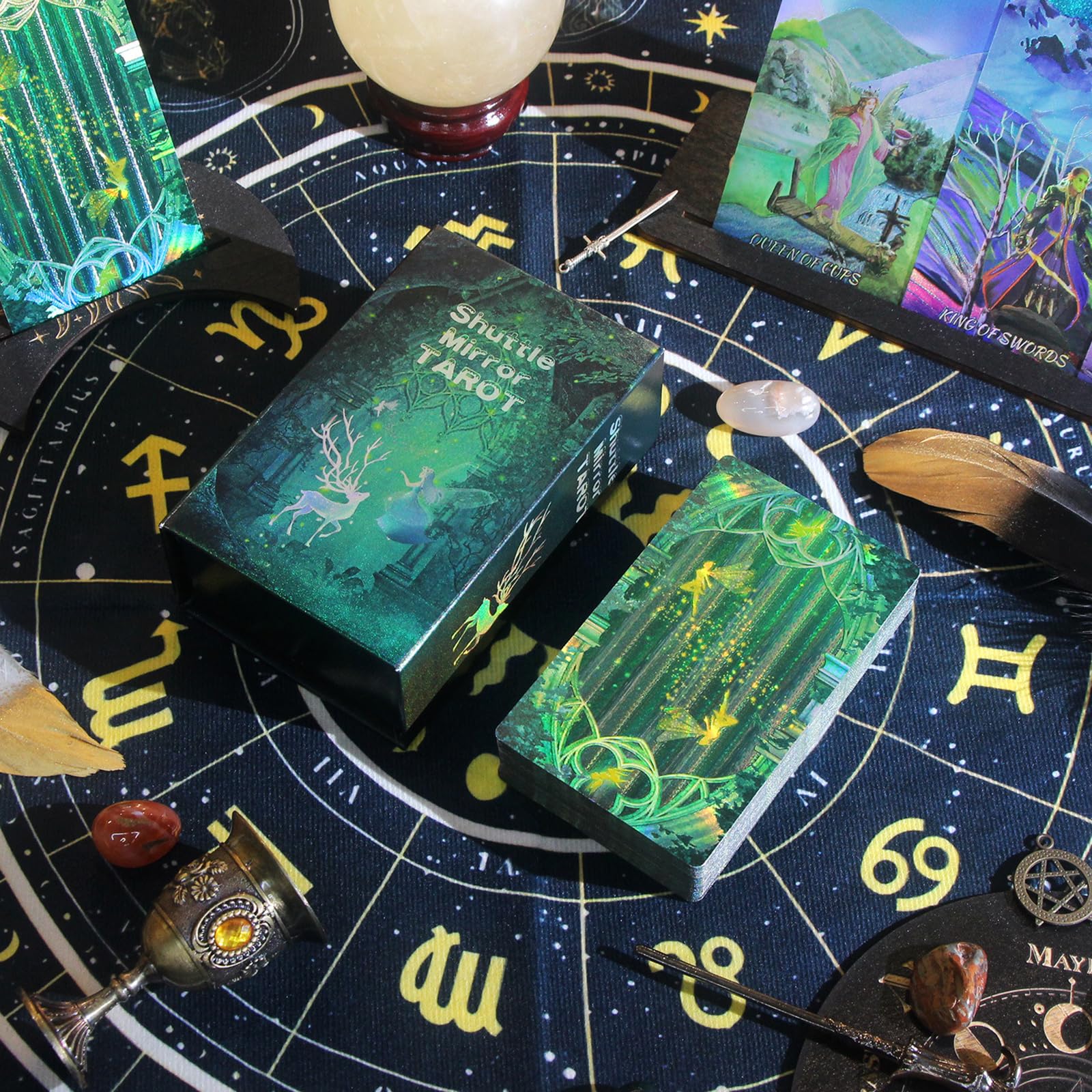 12 x 7 cm Navette Miroir Tarot, Divination, Prédiction, Tarot Carte Cadeau