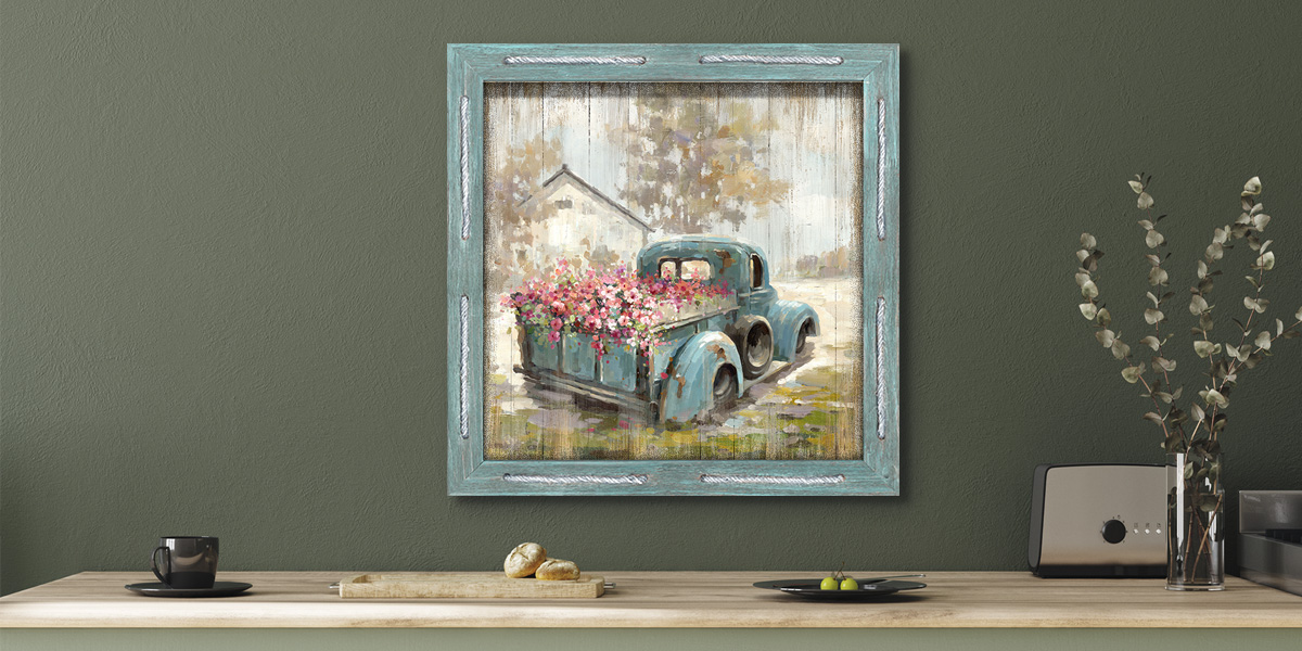 Amazon.com: Farm Truck Wall Art Framed: Rustic Farmhouse Picture