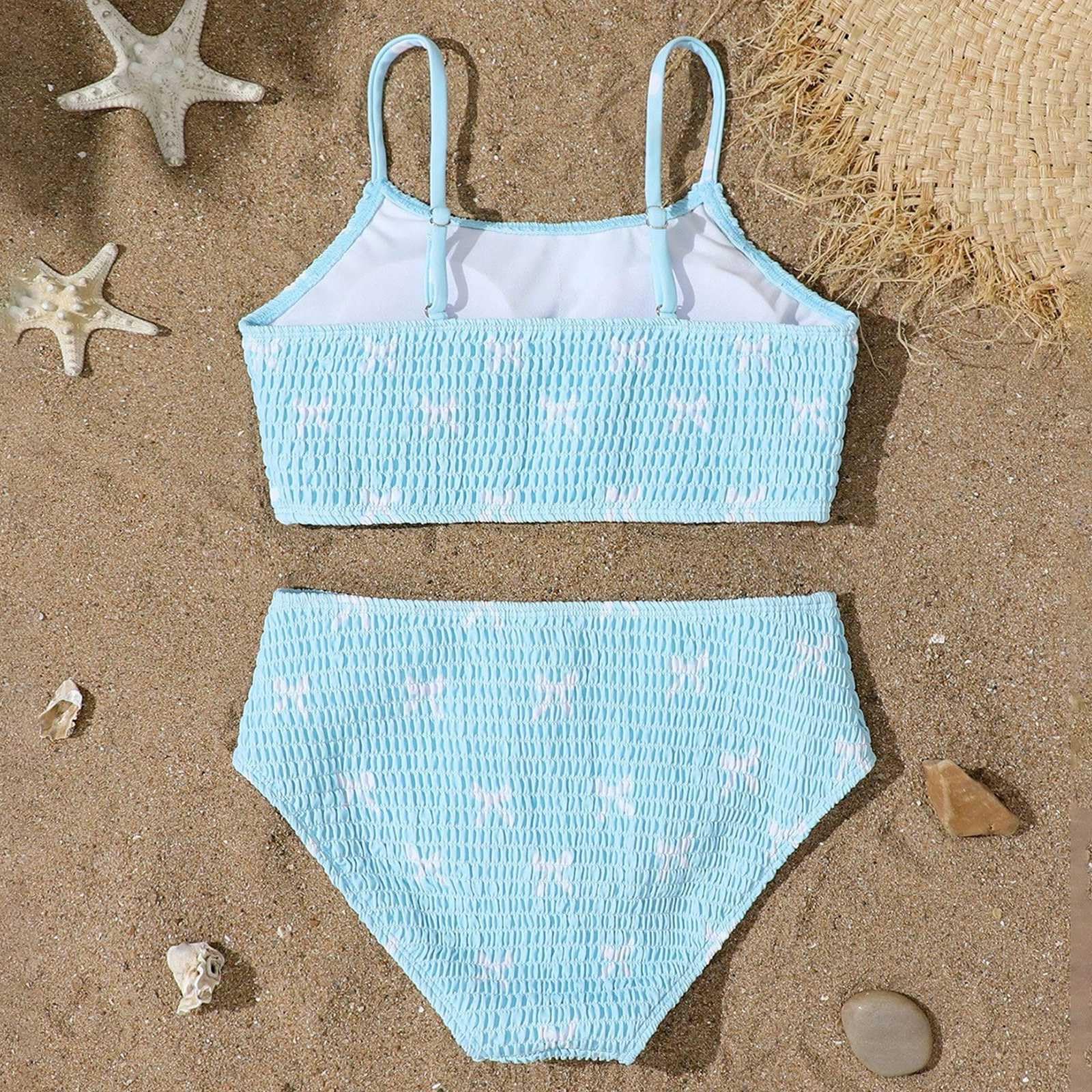 Costume da Bagno Due Pezzi con Stampa Floreale per Ragazze, Grazioso Bikini con Volant per Spiaggia e Piscina Estiva