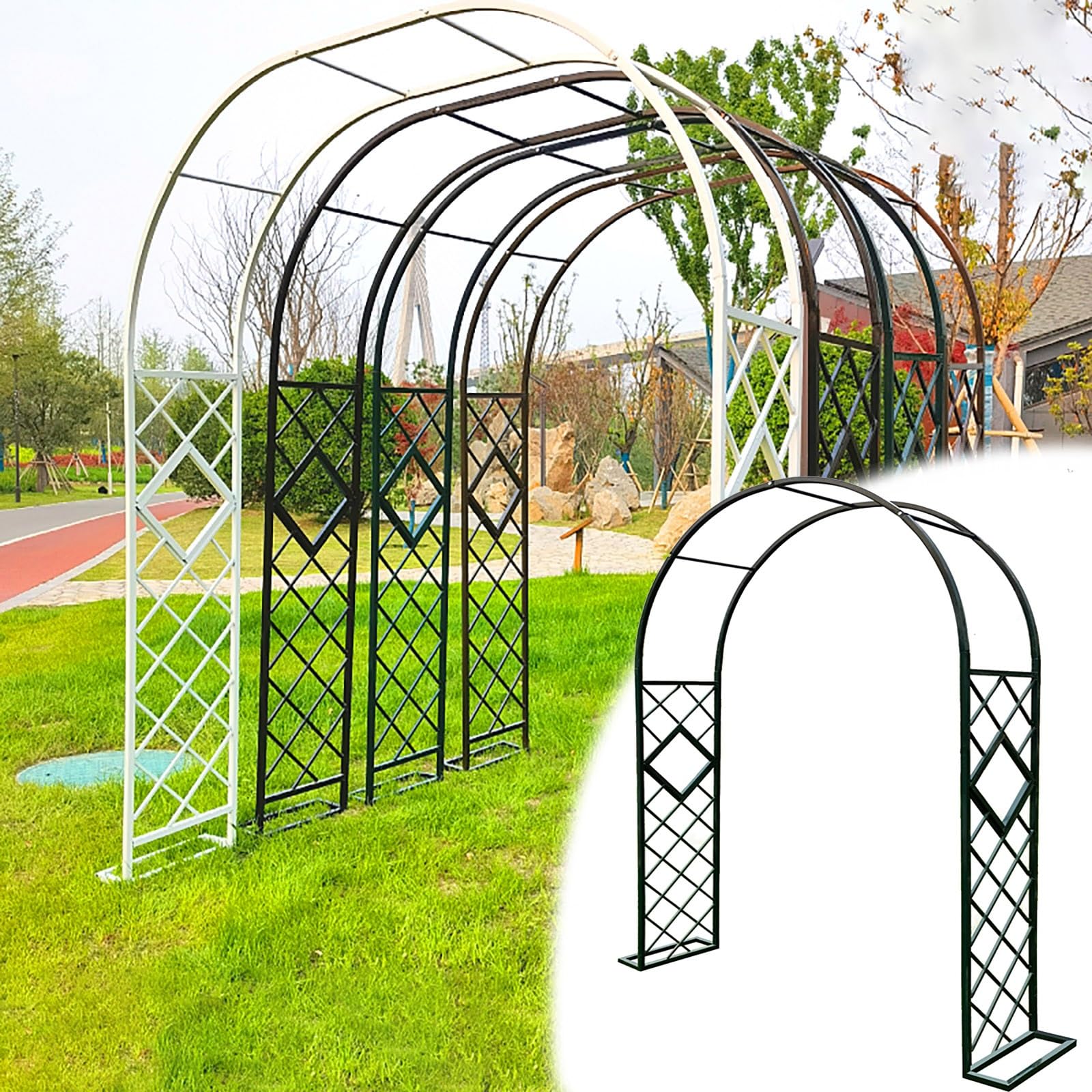 Arche de jardin en métal pour créer une allée de rosiers ombragée