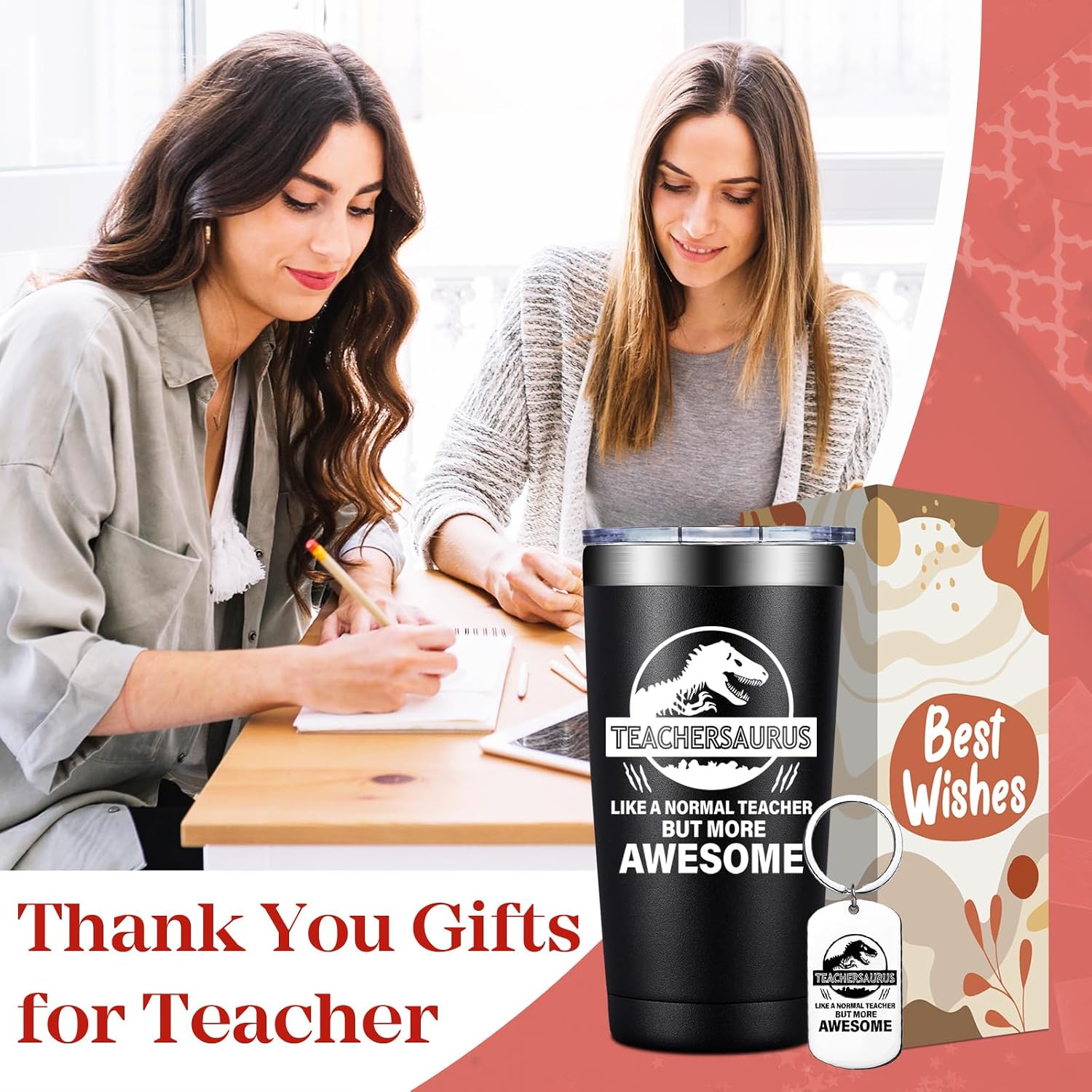 BIRGILT Teacher Gifts First Day of School - Back to School Gifts for Teachers - Teacher Appreciation Gift for Men, Women - Thank You Gift for Male Teachers - 20oz Teachersaurus Tumbler Cup image 3
