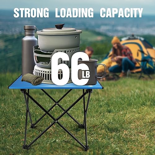 Miniatura 6 de VILLEY - Mesa auxiliar de aluminio portátil, ultraligera y plegable, con bolsa de transporte, para acampar, cocinar al aire libre, picnic,