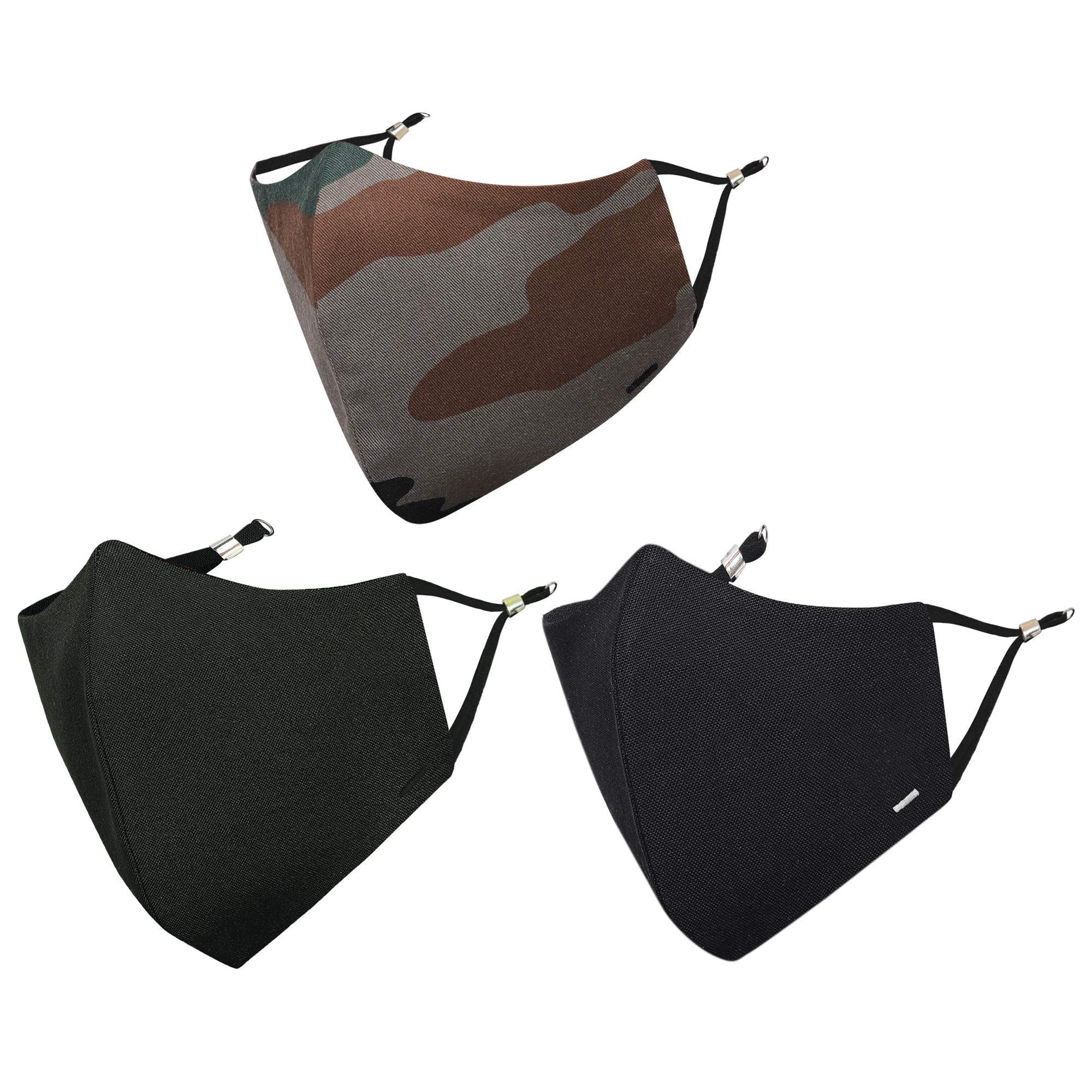 MASQ By Q-One Camouflage 4 Layer, Reusable, with Ear Adjusters, Anti-Bacterial (BFE>99%) Cotton Cloth Face Mask for Men, Boys (XL, Black-Green-Camouflage, Pack of 3), Without Valve (B096NSRDL1) Amazon Price History, Amazon Price Tracker