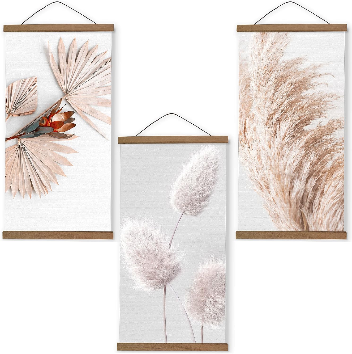 Factory4me Plant Canvas Wall Art for Living Room, Set of 3 Wall Art for Bedroom Above Bed Botanical Wall Art Prints 3 Piece Poster Pink Floral Canvas Wall Art with Protea Art, Posters 18x36