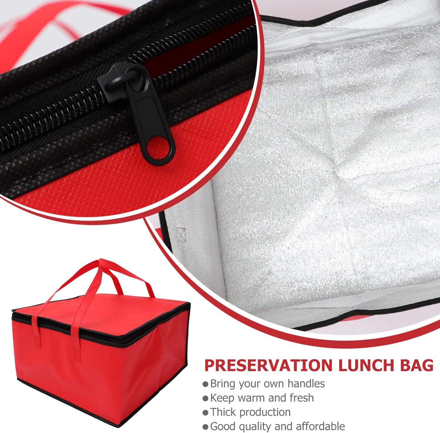 Hemoton Insulated Food Delivery Bag: Aluminum Foil Pizza Delivery Bag Large Capacity Reusable Warming Tote Bento Bag Catering Restaurant Transportation for Hot and Cold Food Red 14Inch : Industrial & Scientific