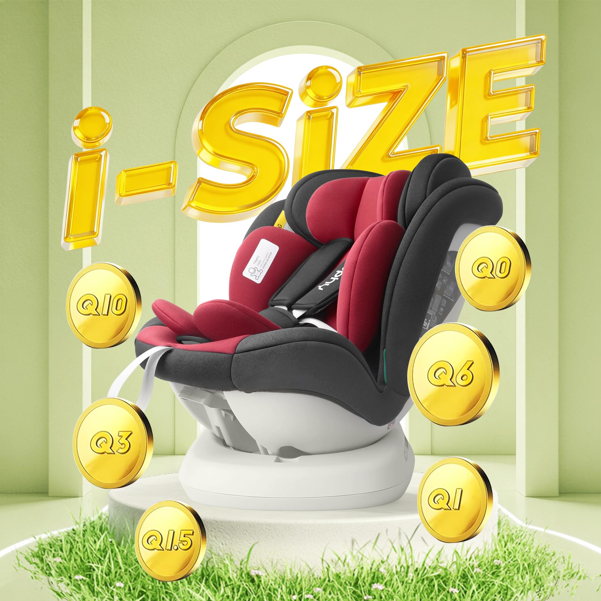360 Girevole I-size Seggiolino Auto Isofix, 40-150 cm, 0-12 anni, Gruppo 0+1/2/3, Omologato ECE R129/04