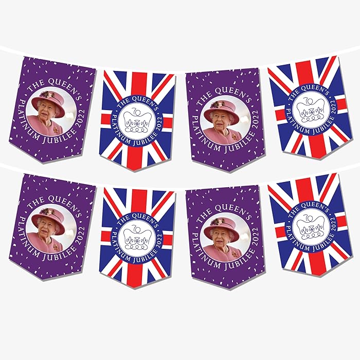 Buy Platinum Jubilee Bunting Purple and Union Jack Mixed Pennants 2