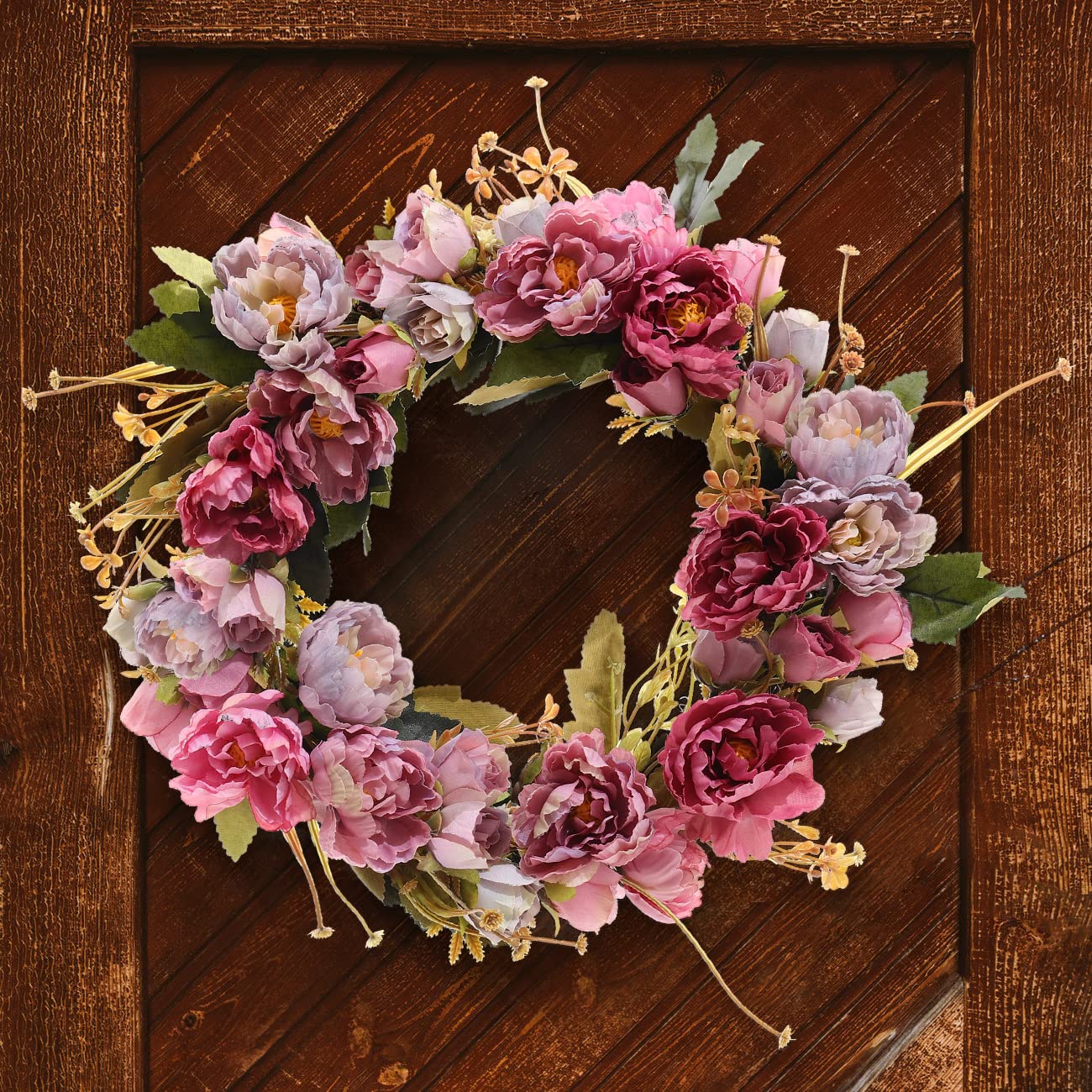 Ghirlanda Porta 40 Cm In Fiori Di Seta Peonia – Per Ingresso, Matrimoni E Arredamento Primaverile