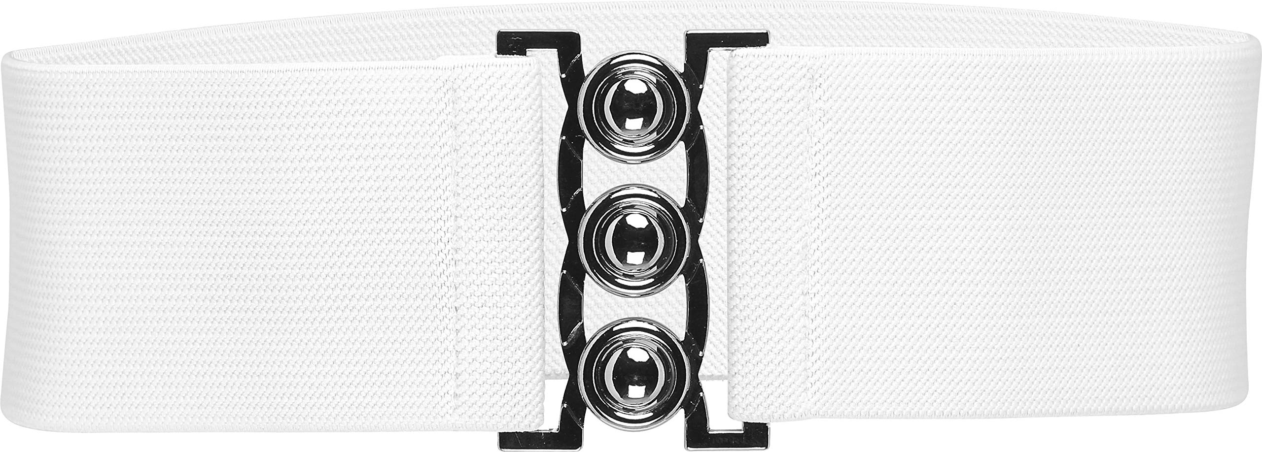 Blackbutterfly Women's White Wide Elastic Waist Cinch Stretch Waistband Retro Clasp Buckle Belt (, Xxl)