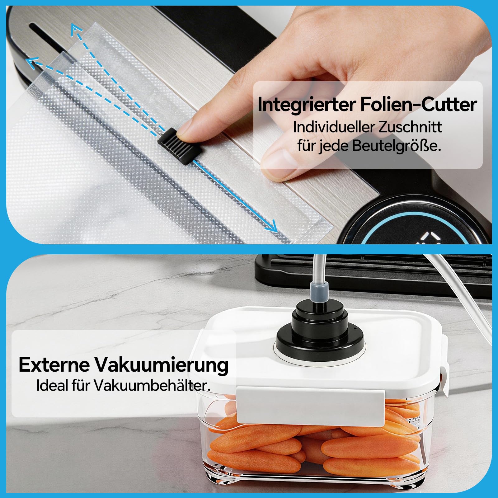 Maidlo Vakuumiergerät 120W 75kPa All-in-1 mit 100 BPA-freien Beuteln für Sous-Vide