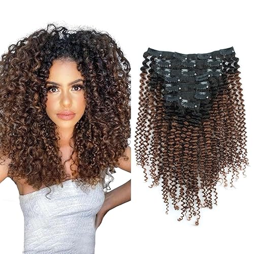 Miniatura 9 de Sassina Extensiones de pelo humano sin costuras Remi 8A grado doble tramas afro rizado rizado clip en el cabello aspecto natural 3C 4A para