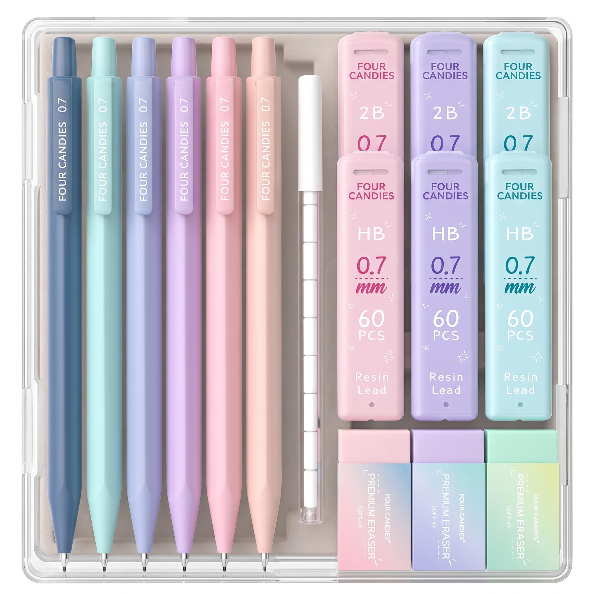 Amazon.co.jp: 4つのキャンディーかわいいシャープペンシルセット、0.7
