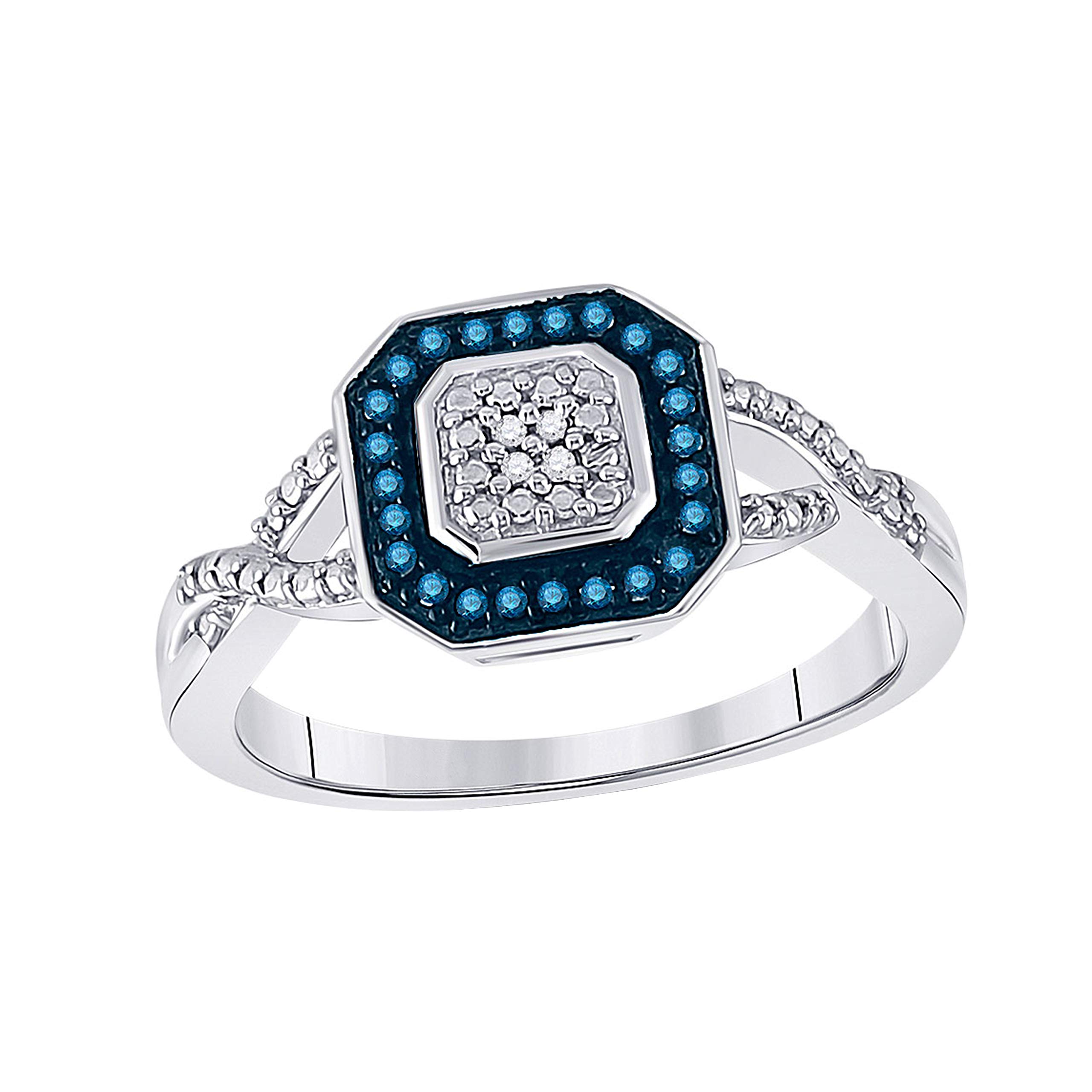 DazzlingRock Collection 10 quilates oro blanco redonda Blue Diamond