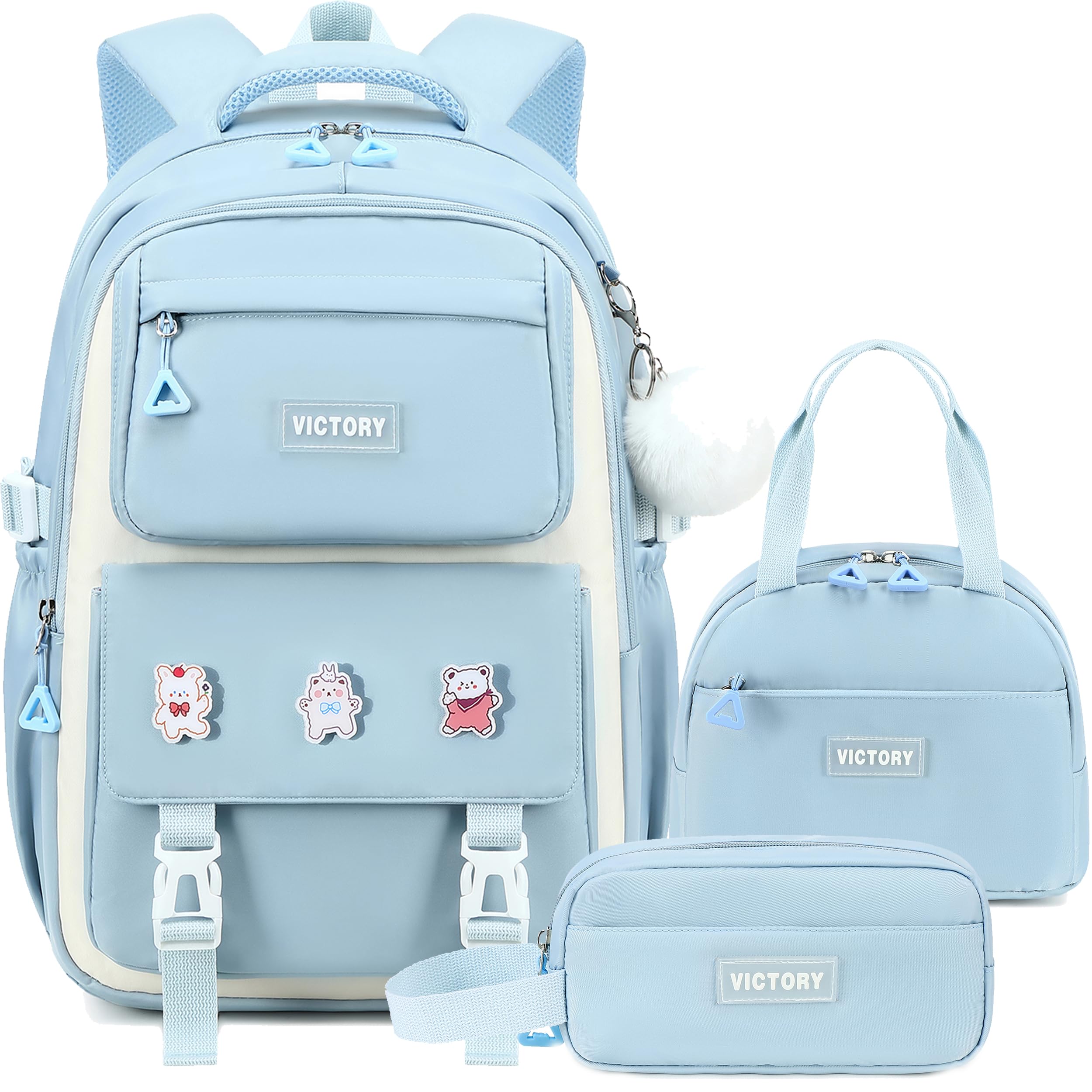 AO ALI VICTORY Backpack for Women Girls Set with Pencil Case 15.6 Inch Laptop School Bag Kids Elementary College Backpacks