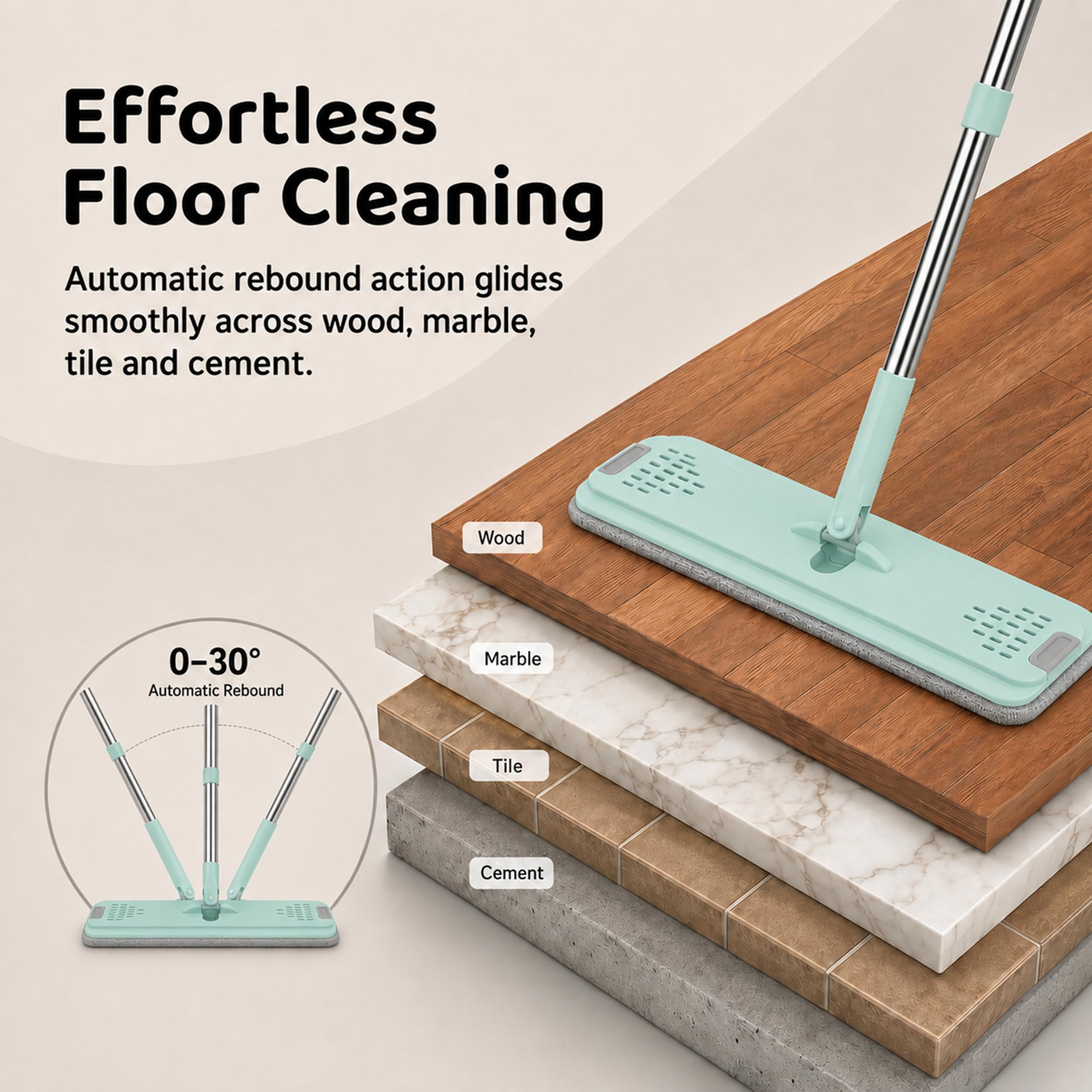 UPC 360° Rotating Microfiber Mop - Hands-Free Cleaning -7
