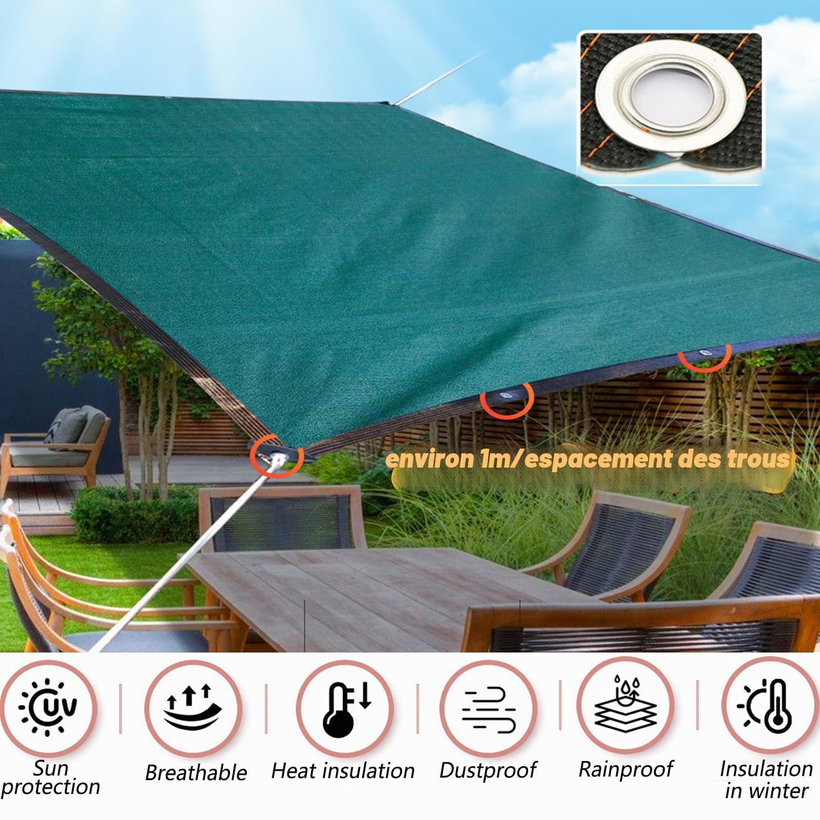 Filet d’ombrage Rectangulaire 3mx4m – Protection Solaire 85% Anti-UV – pour Jardin, Serre, Potager, Pergola – Toile d’ombrage Extérieur