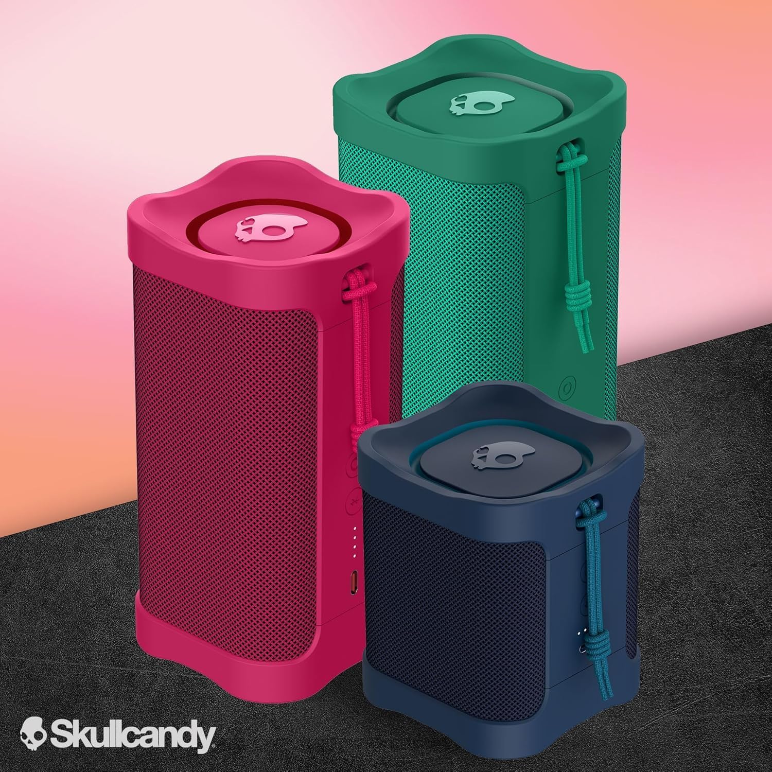Skullcandy Wireless Terrain XT Bluetooth Speaker - IPX7 Waterproof Portable Terrain Speaker with Dual Custom Passive Radiators, 14 Hour Battery, Nylon Wrist Wrap, & True Wireless Stereo (Pink) - Image 7