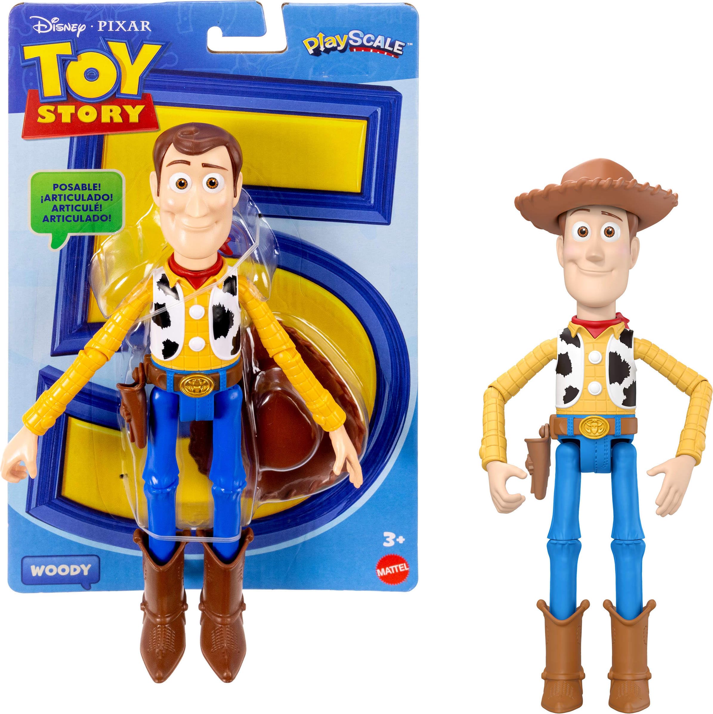 Mattel Disney Pixar Toy Story 5 PlayScale Chudy Figurka (ok. 23 cm), Kowboj szeryf, 14 punktów ruchu, zdejmowany kapelusz, filmowy wygląd, zabawka dla dzieci 3+, JKV14