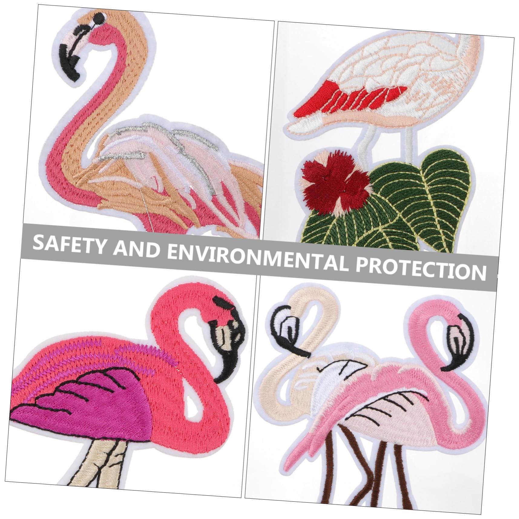 NUOBESTY 48stücke Teiliges Set Flamingo-aufnäher Zum Aufbügeln Stickerei Applikationen Für Kreative Bekleidungsaccessoires Zum Reparieren Und Dekorieren Von Kleidung Taschen Und Hüten
