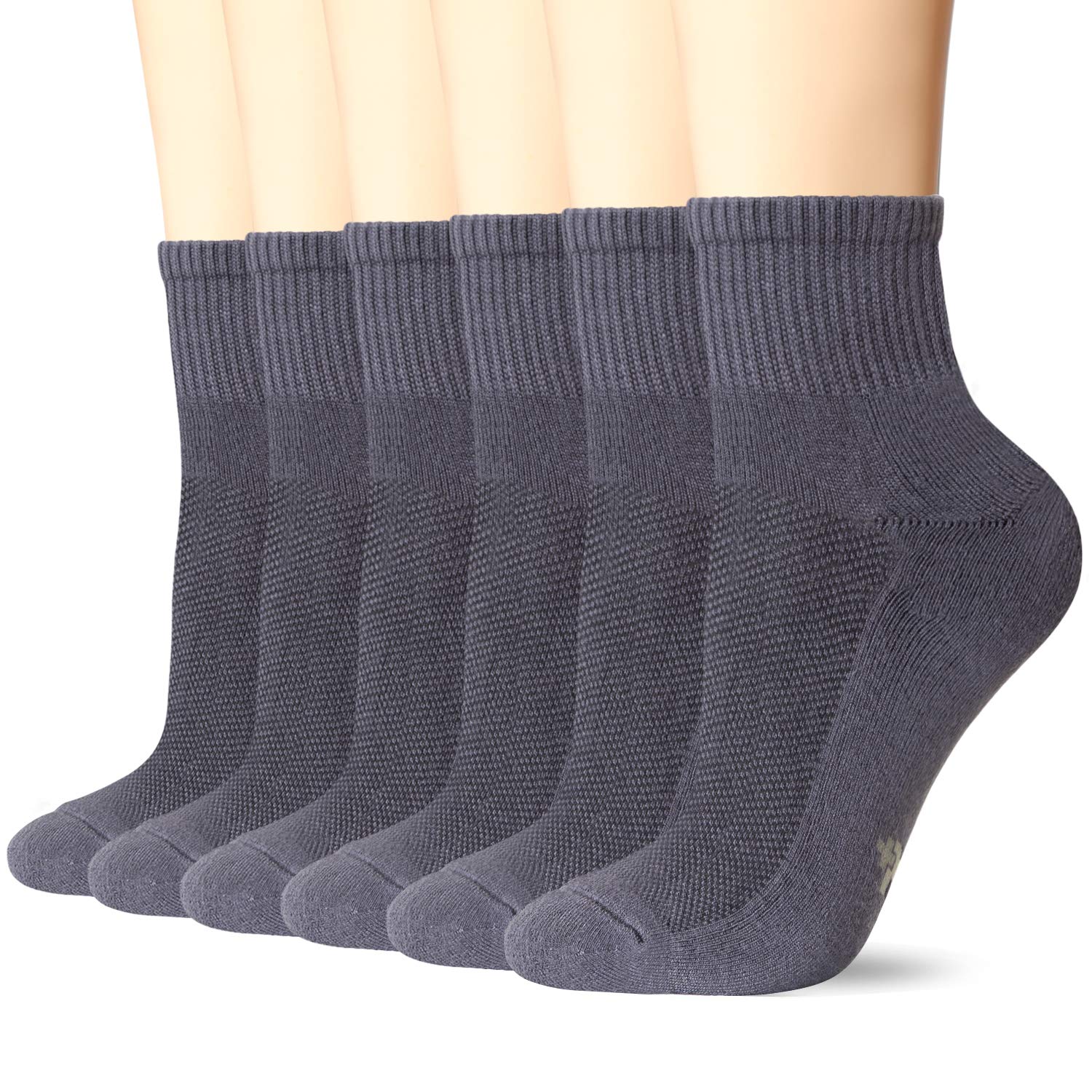 +MD 6 Pairs Ankle Socks for Women and Men, Bamboo Viscose Smell Control Cushioned Sole Casual Low Cut Socks