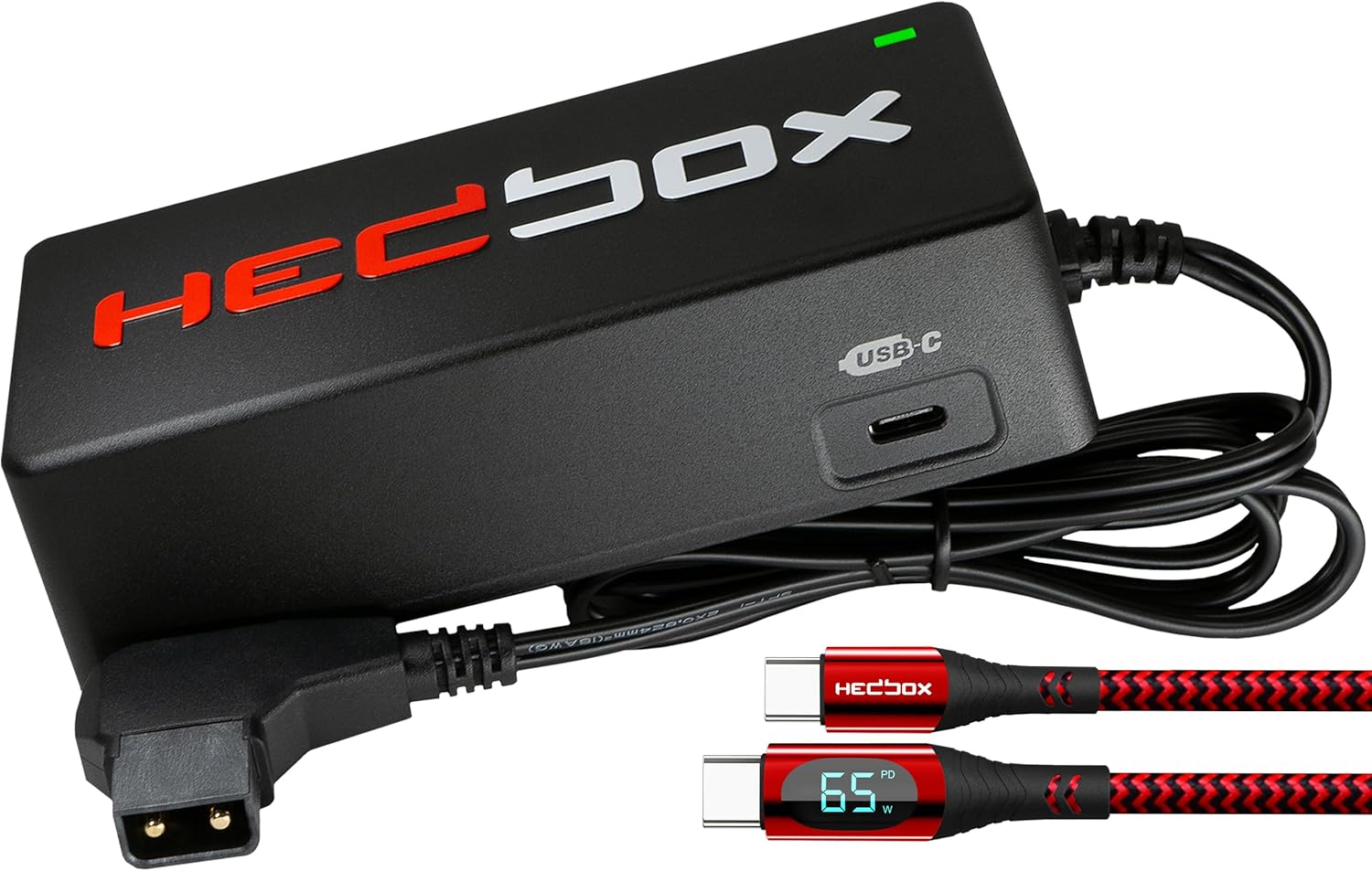 HED-DC10 Battery Pack Charger (16.8V/3A) with 3.3feet/1m D-Tap Cable for V Mount and Gold Mount Battery, Type C Charging Port PD 65W