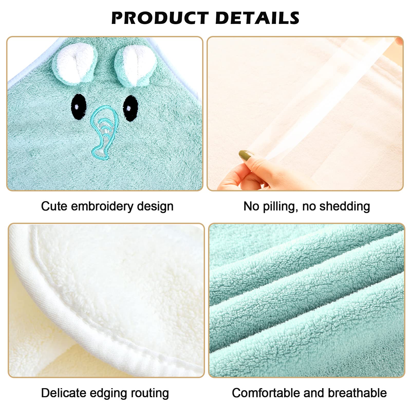 Nizirioo Serviette à Capuche/Cape de Bain, Lot de 3 Sorties de Bain Bébé 80 X 80cm pour 0 à 3 Ans