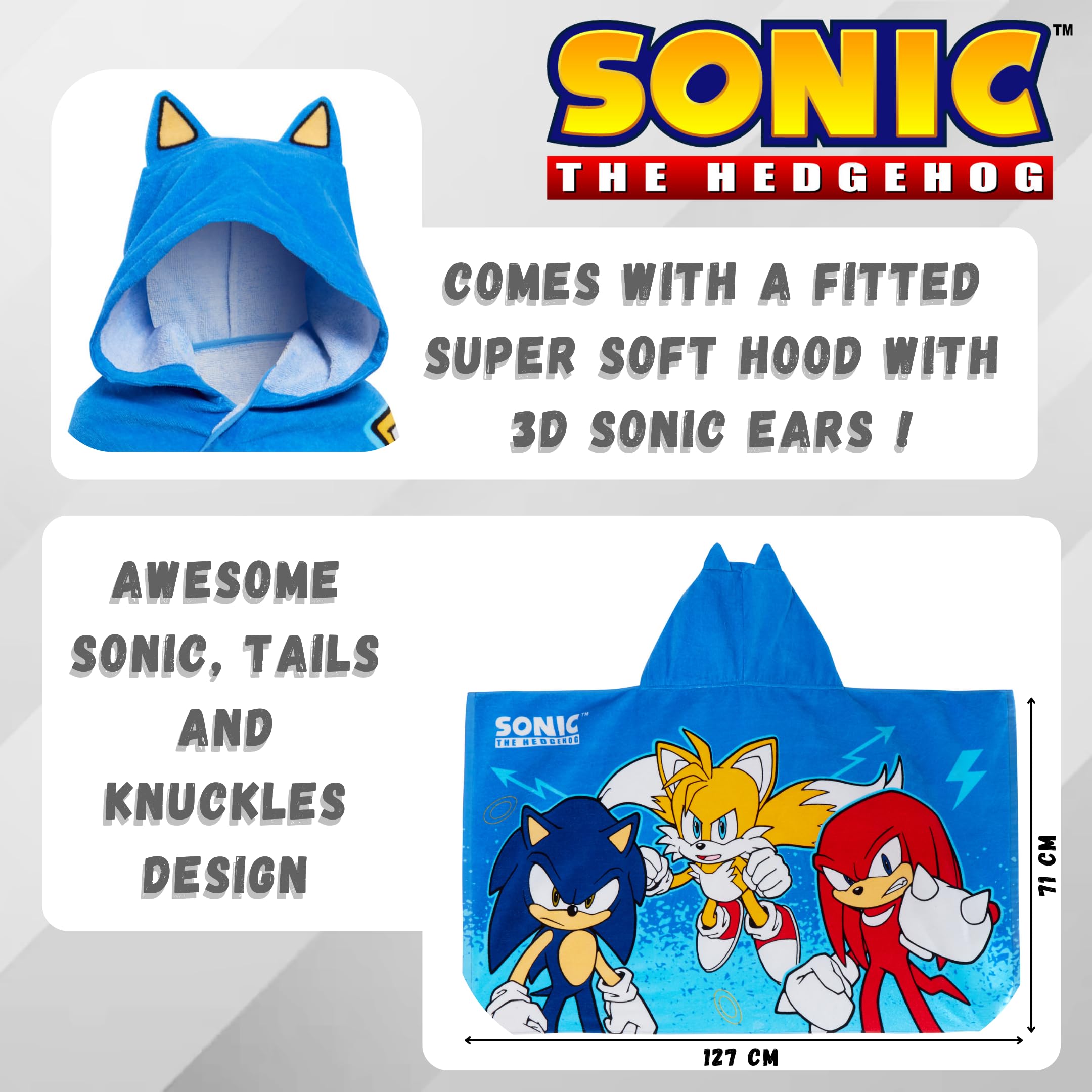 Sonic The Hedgehog Ręcznik z kapturem dla dzieci 100% bawełna chłonny ręcznik dziecięcy ponczo ręcznik plażowy ręcznik kąpielowy dla dzieci chusta do pływania szybkoschnący