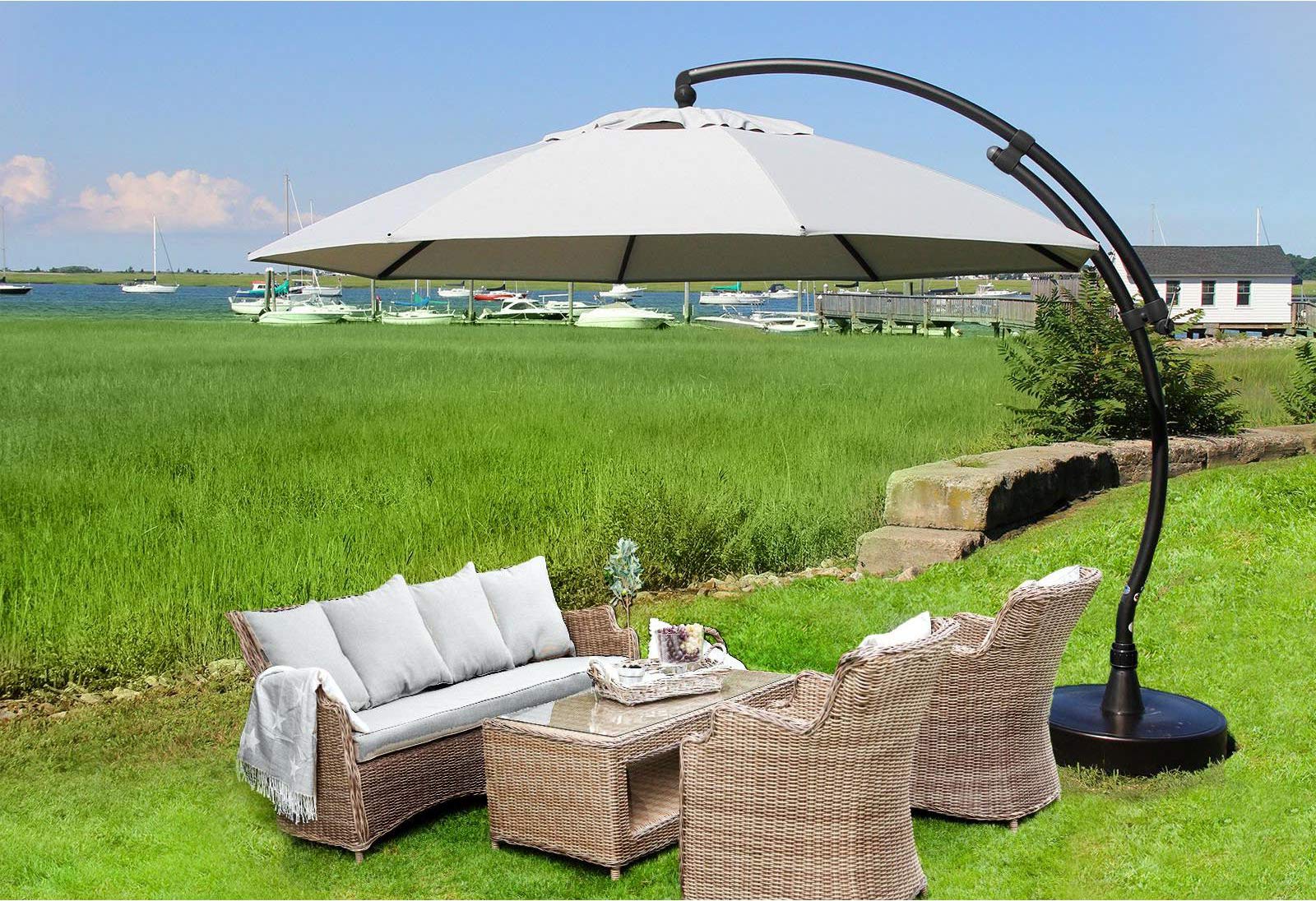 CHIC TEAK Sun Garden Umbrella, the original from Germany. Heather Canopy with Bronze Frame, 13 Foot