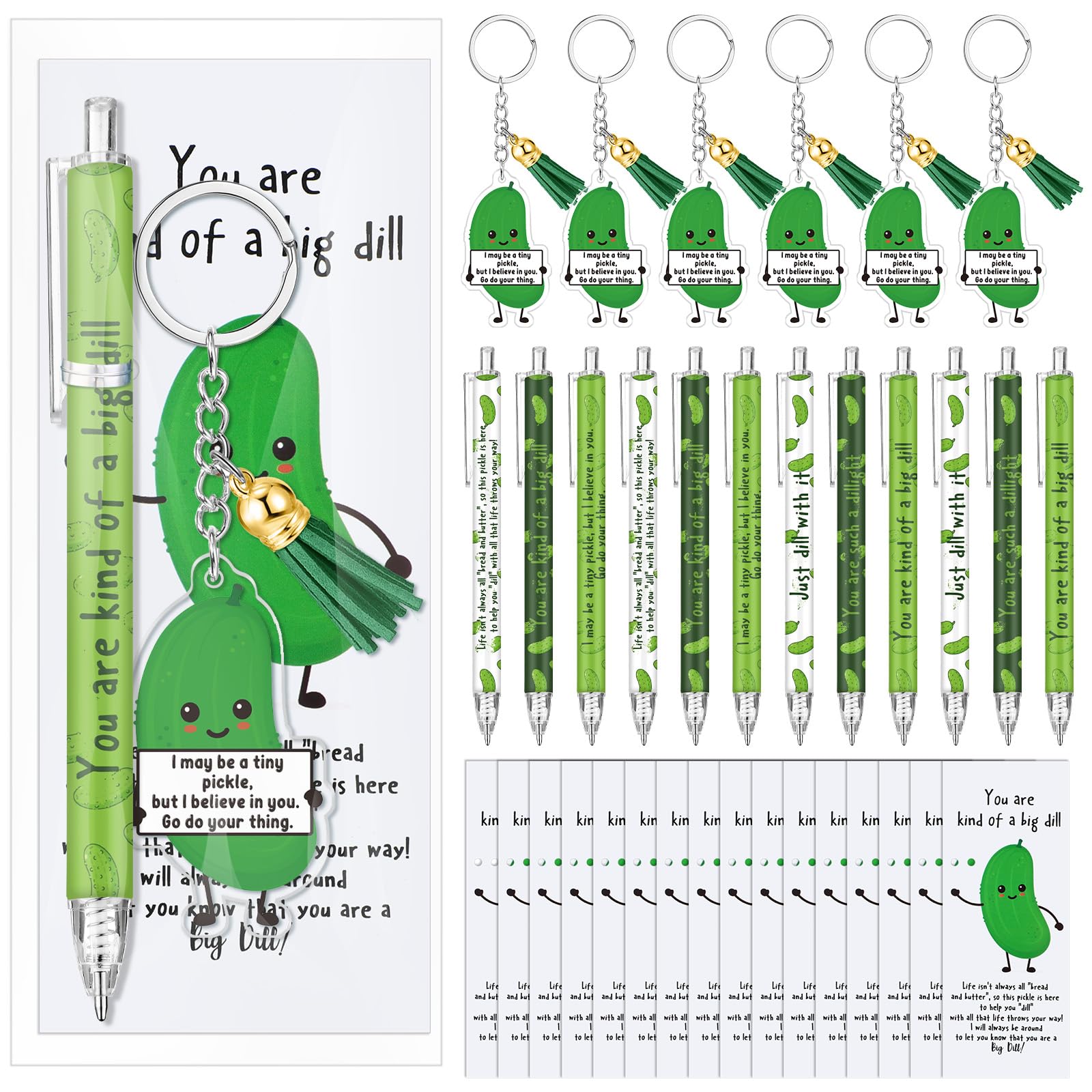 Sayglossy 36 Sets Employee Inspirational Gifts Bulk Motivational Pens and Keychains with Positive Card Employee Appreciation Gifts for Volunteer Week