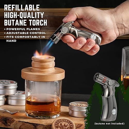 Miniatura 2 de Kit de ahumador de cóctel con antorcha, juego de infusor de ahumador de whisky a la antigua, 4 chips de madera con sabor, antorcha, libro de